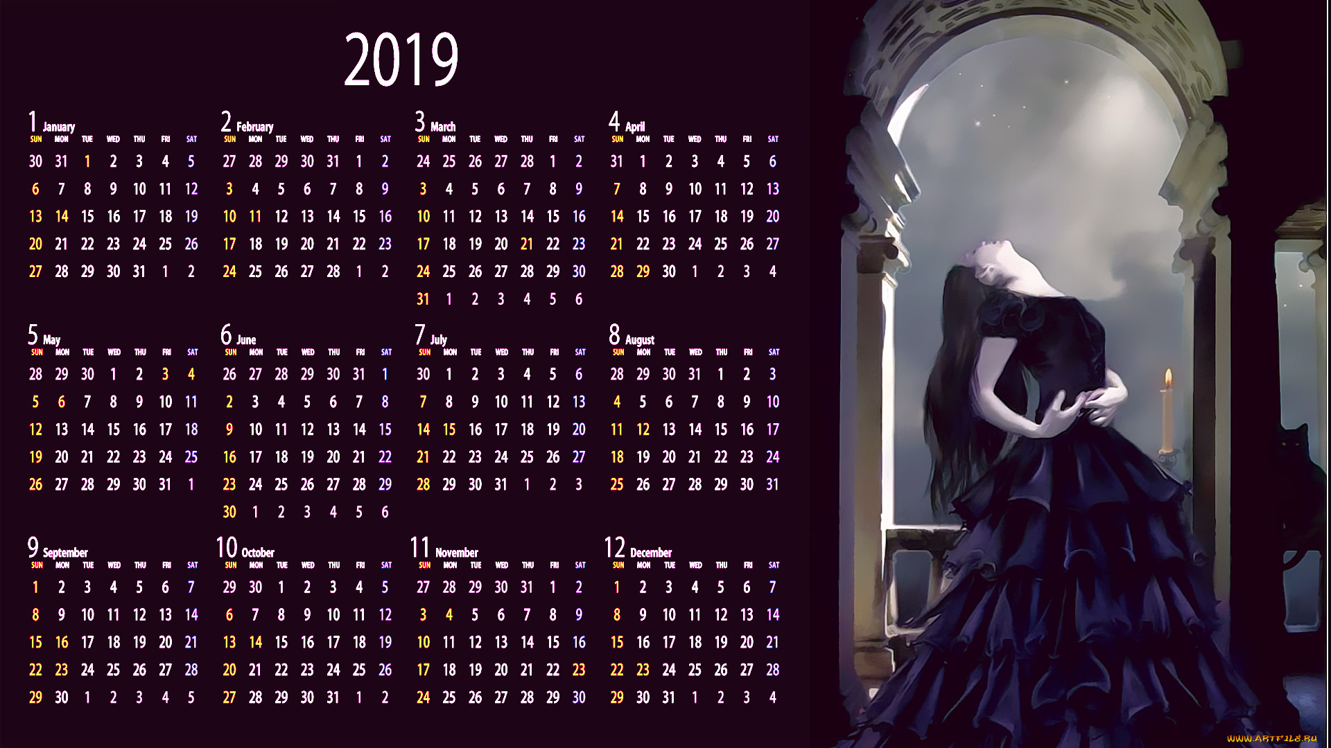 календари, фэнтези, свеча, девушка