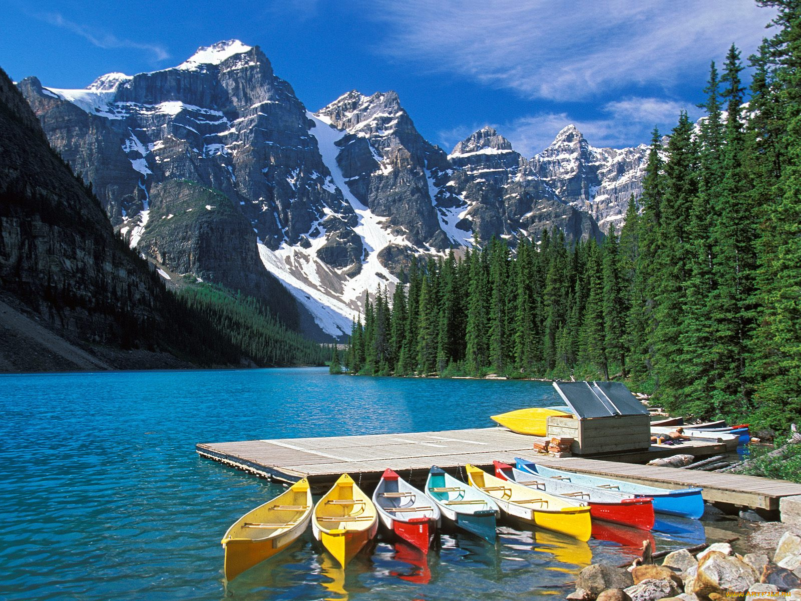 moraine, lake, banff, national, park, canada, корабли, лодки, шлюпки