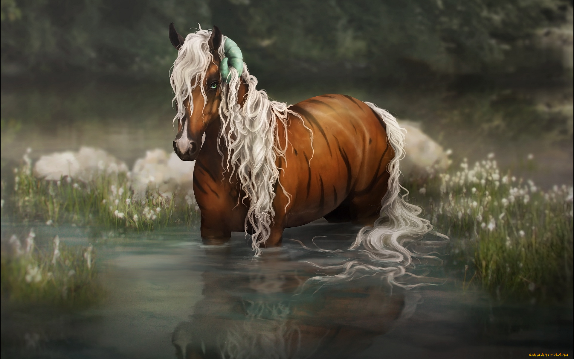 фэнтези, существа, лошадь, вода