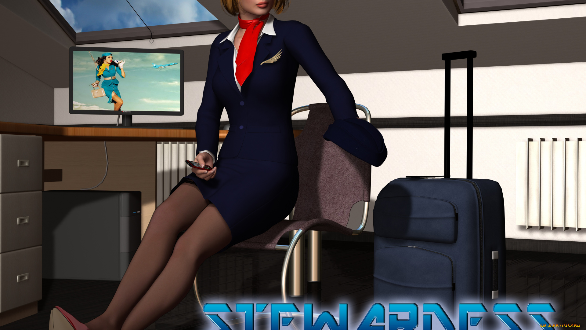 stewardesses, 3д, графика, фантазия, , fantasy, взгляд, девушка