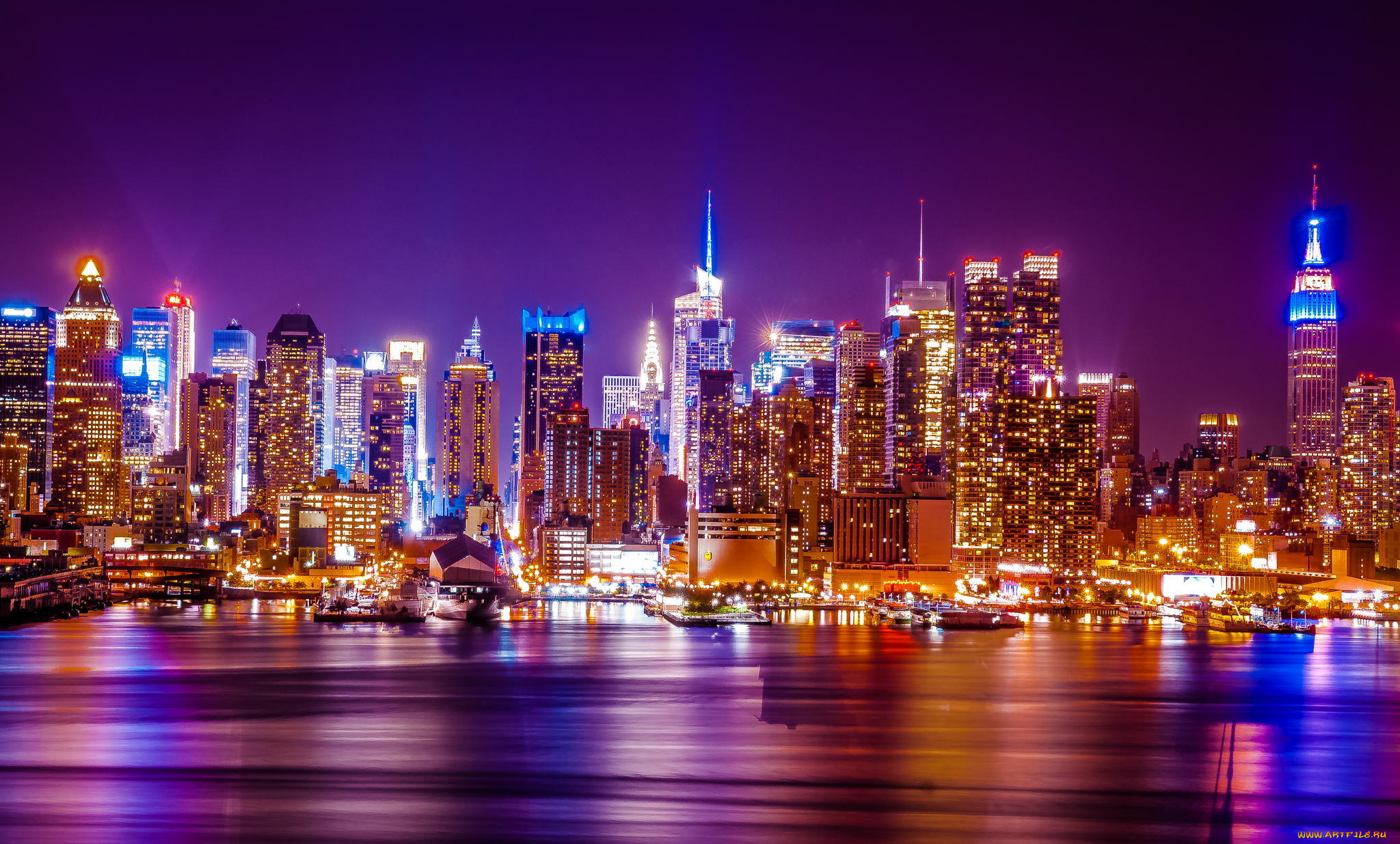 города, нью-йорк, , сша, огни, небоскребы, ночь, город, панорама, city, skyline, ny, new, york, wtc, hudson, river