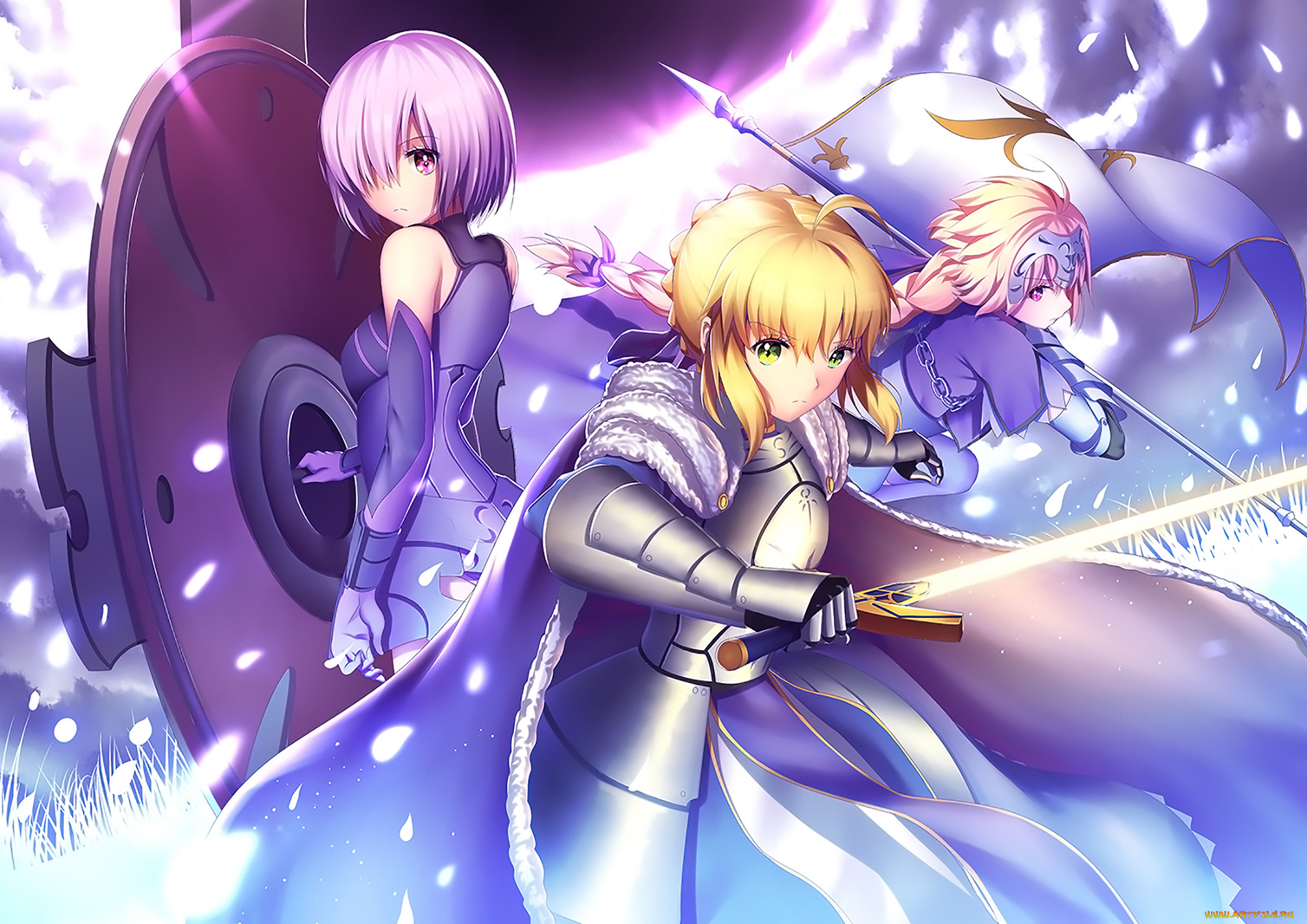 аниме, fate, stay, night, фон, взгляд, девушка