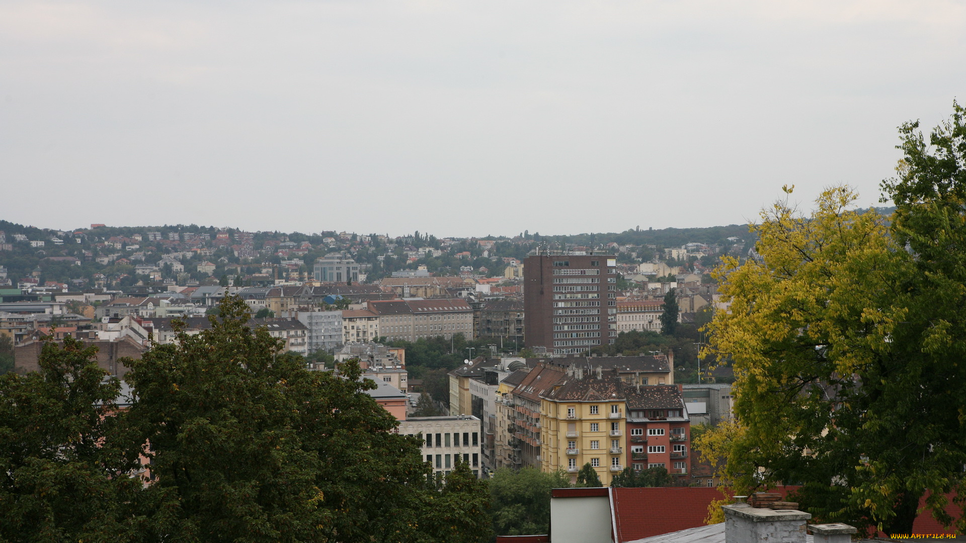 будапешт, автор, varvarra, города, венгрия, деревья, крыши, здания