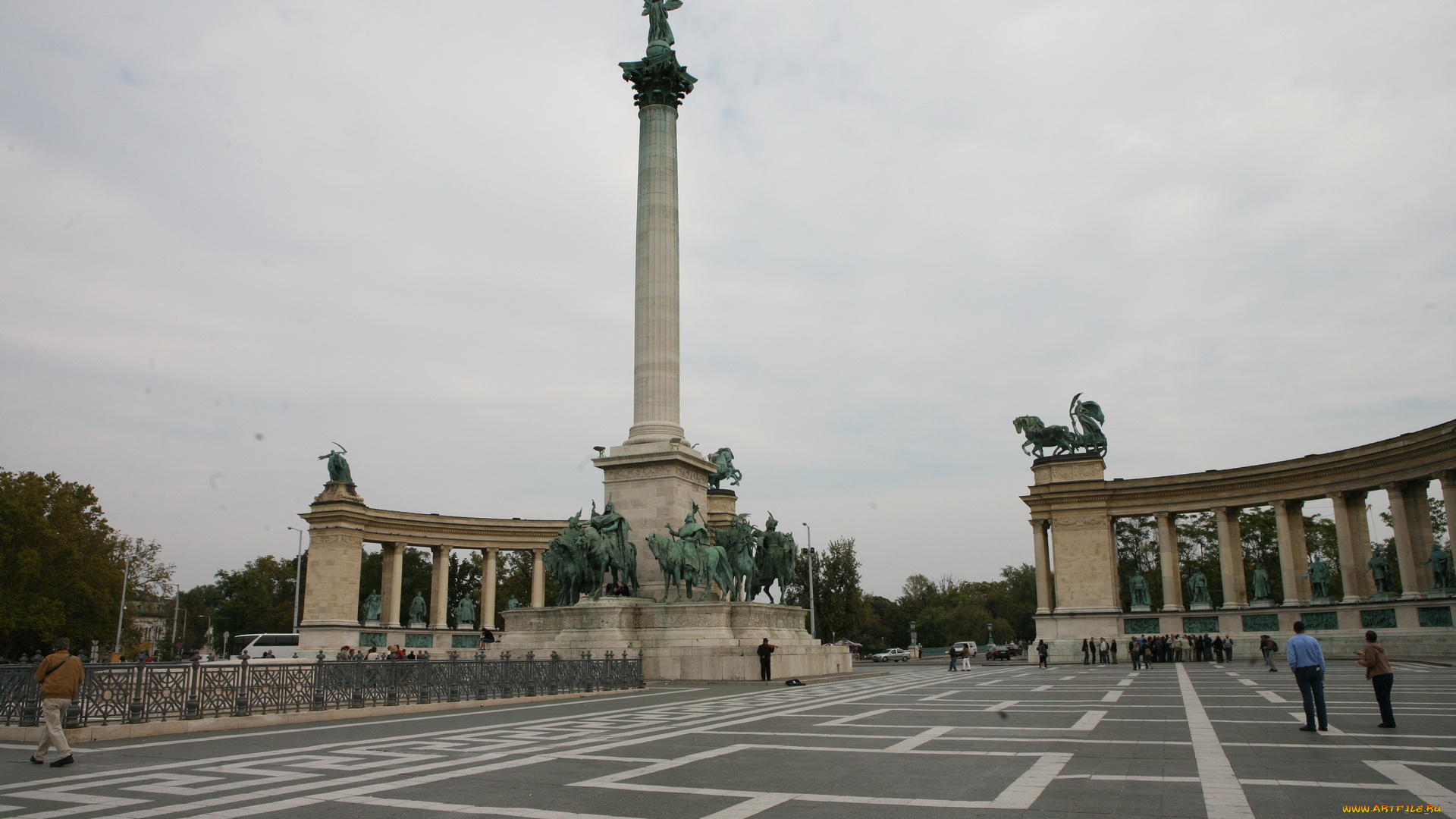 будапешт, автор, varvarra, города, венгрия, площадь, колонна, скульптуры