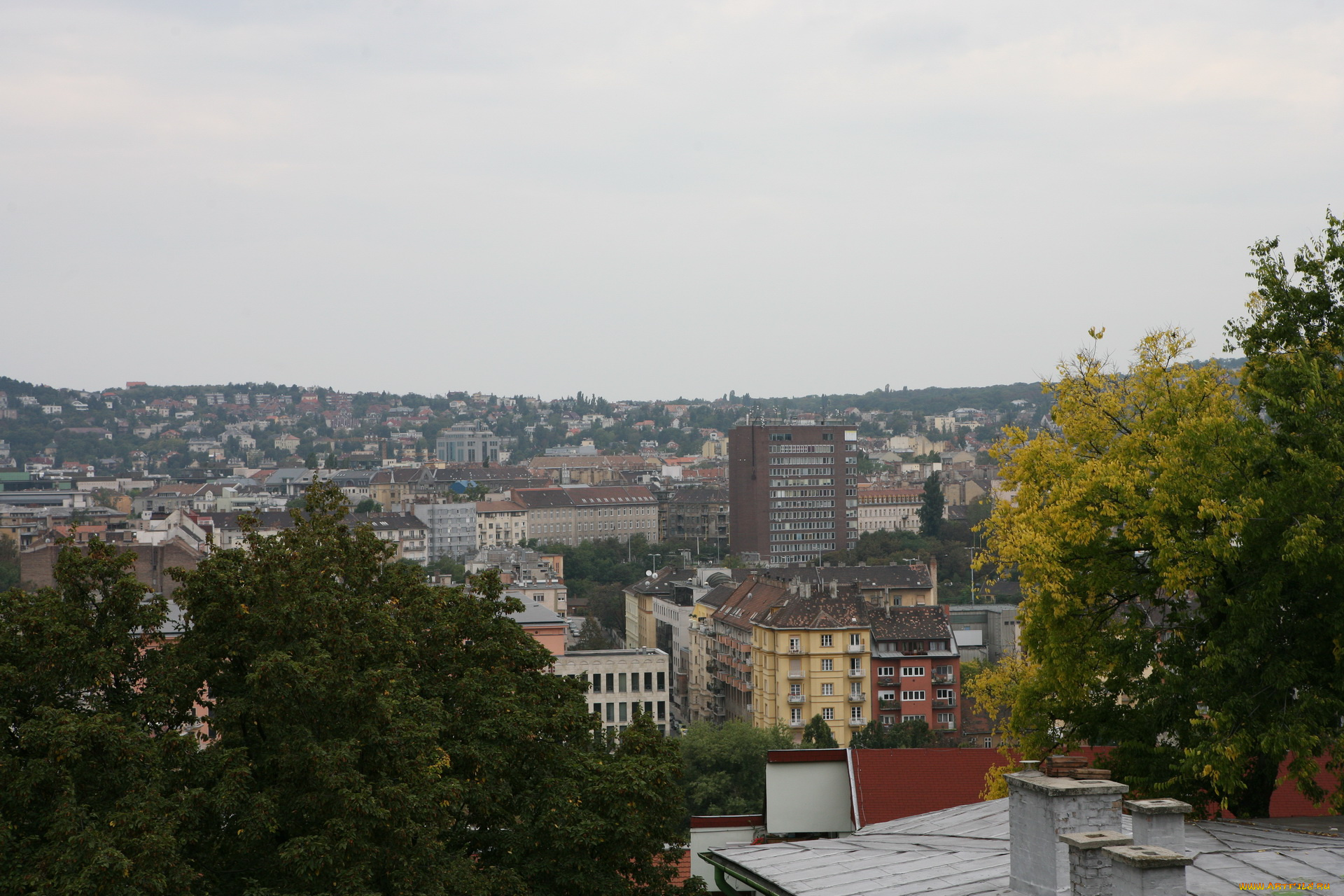 будапешт, автор, varvarra, города, венгрия, деревья, крыши, здания