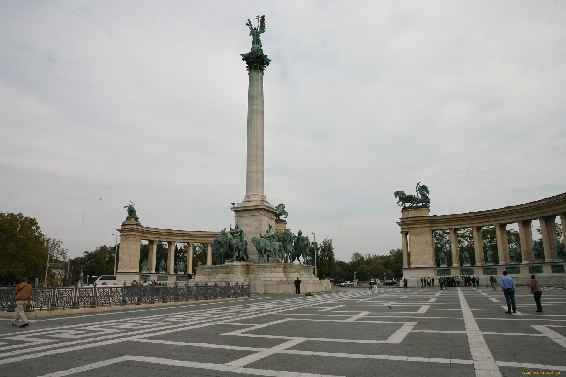 будапешт, автор, varvarra, города, венгрия, площадь, колонна, скульптуры