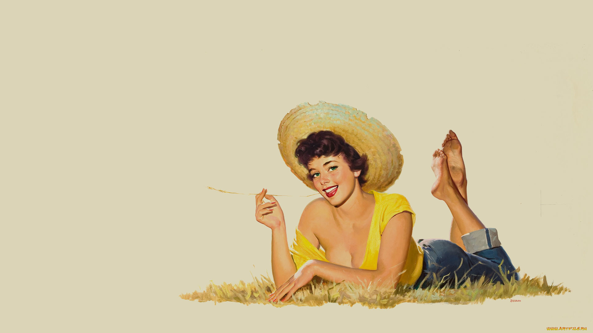 девушка улыбка цветок шляпка скачать