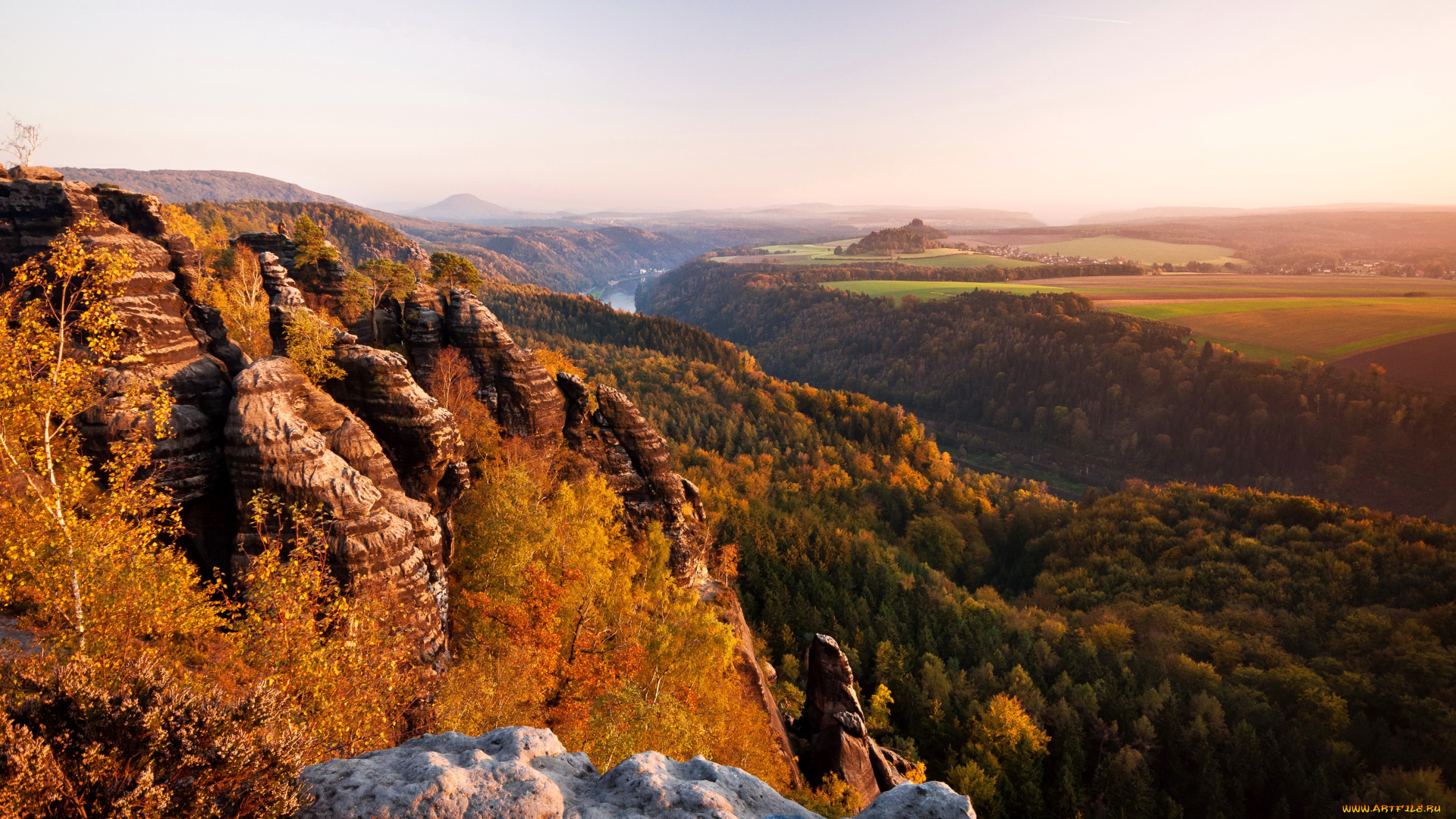 schandau, germany, природа, пейзажи, осень, горы, лес, река