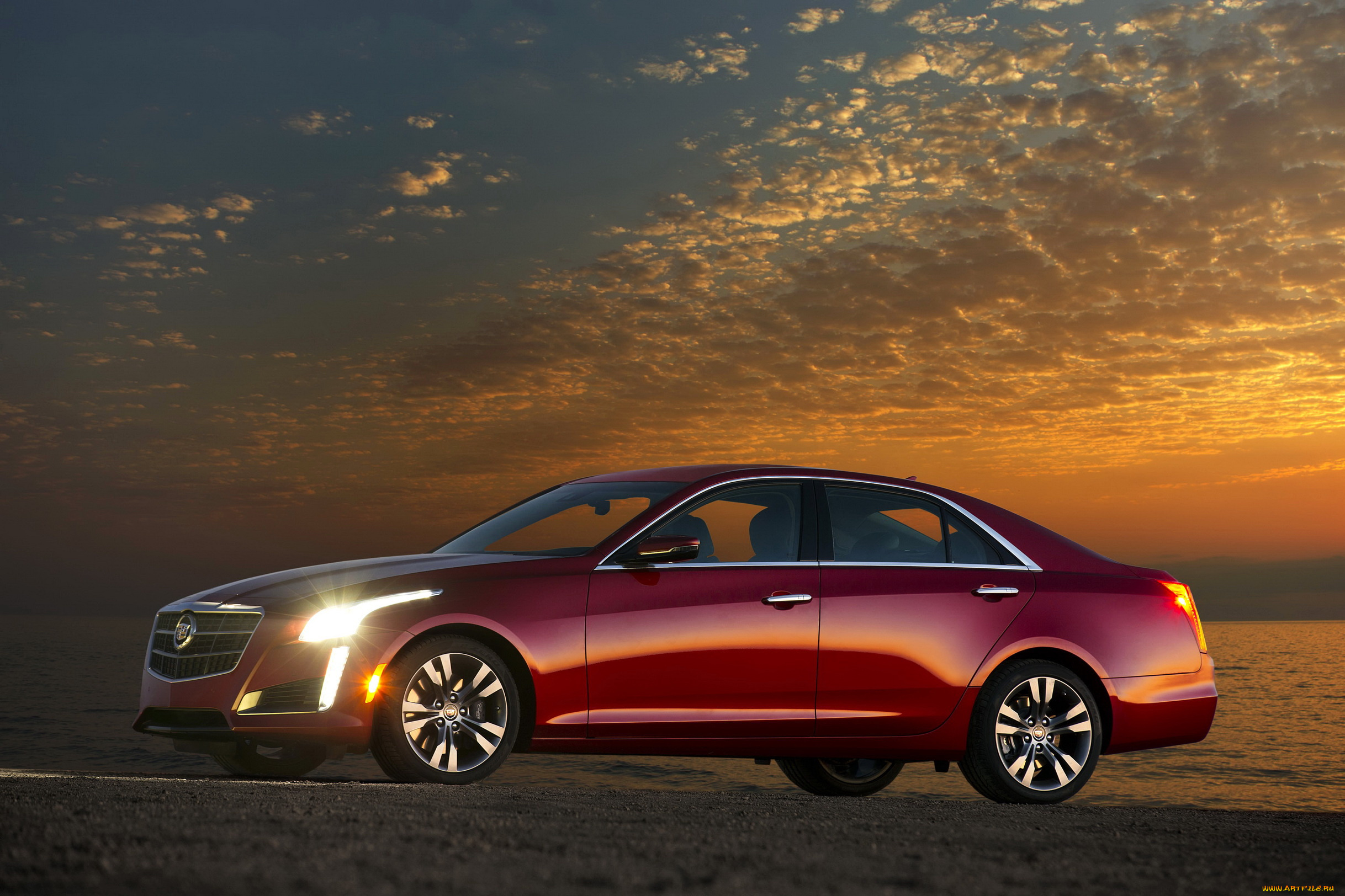 2014, cadillac, cts, vsport, sedan, автомобили, закат