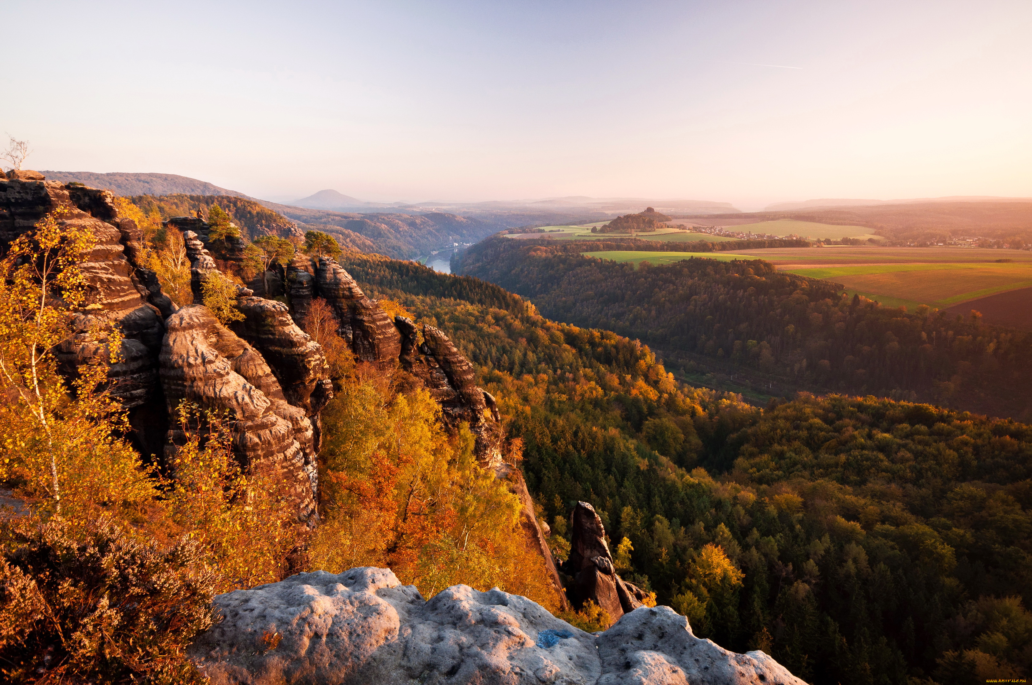 schandau, germany, природа, пейзажи, осень, горы, лес, река