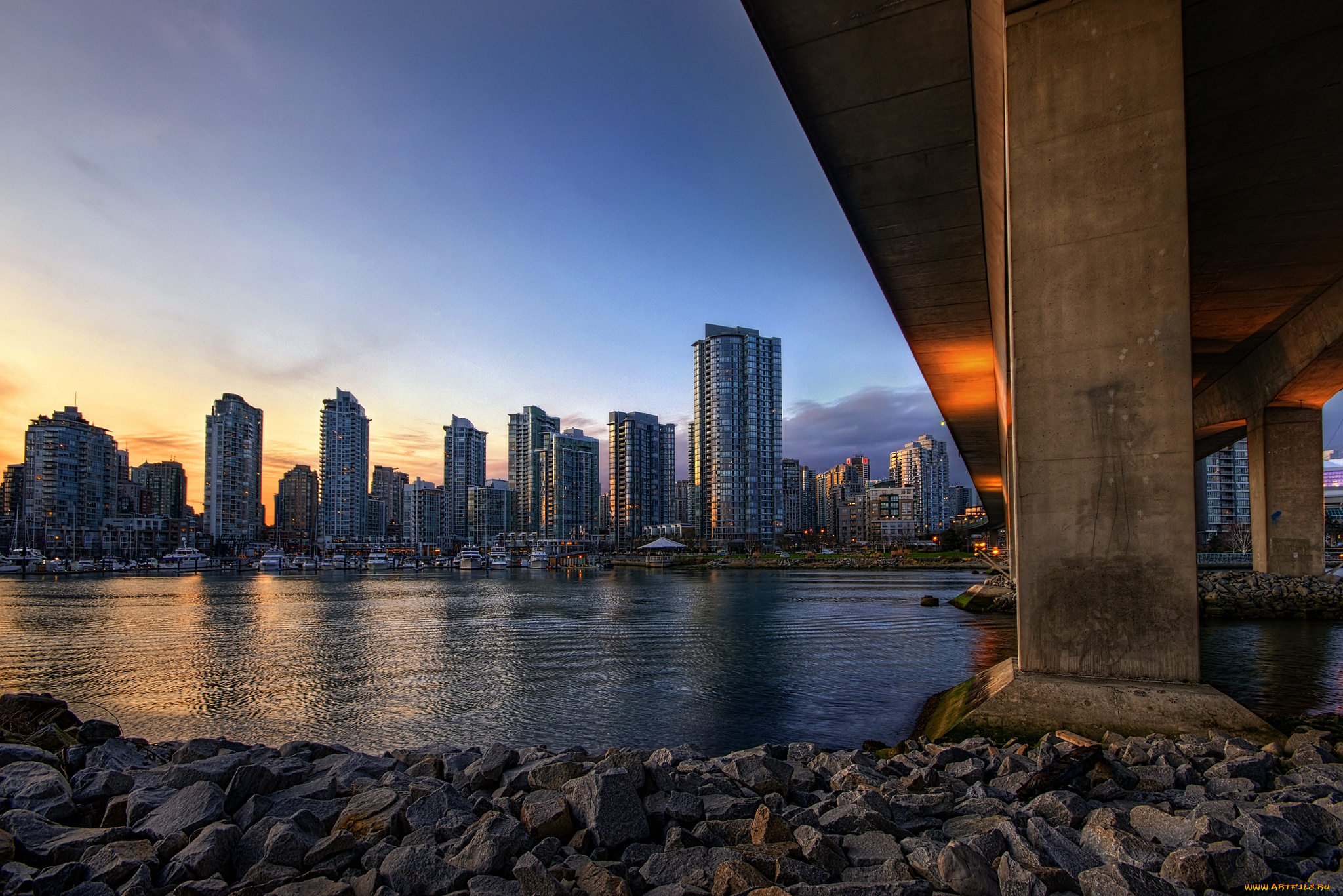 yaletown, -, vancouver, города, ванкувер, , канада, мост, небоскребы, река