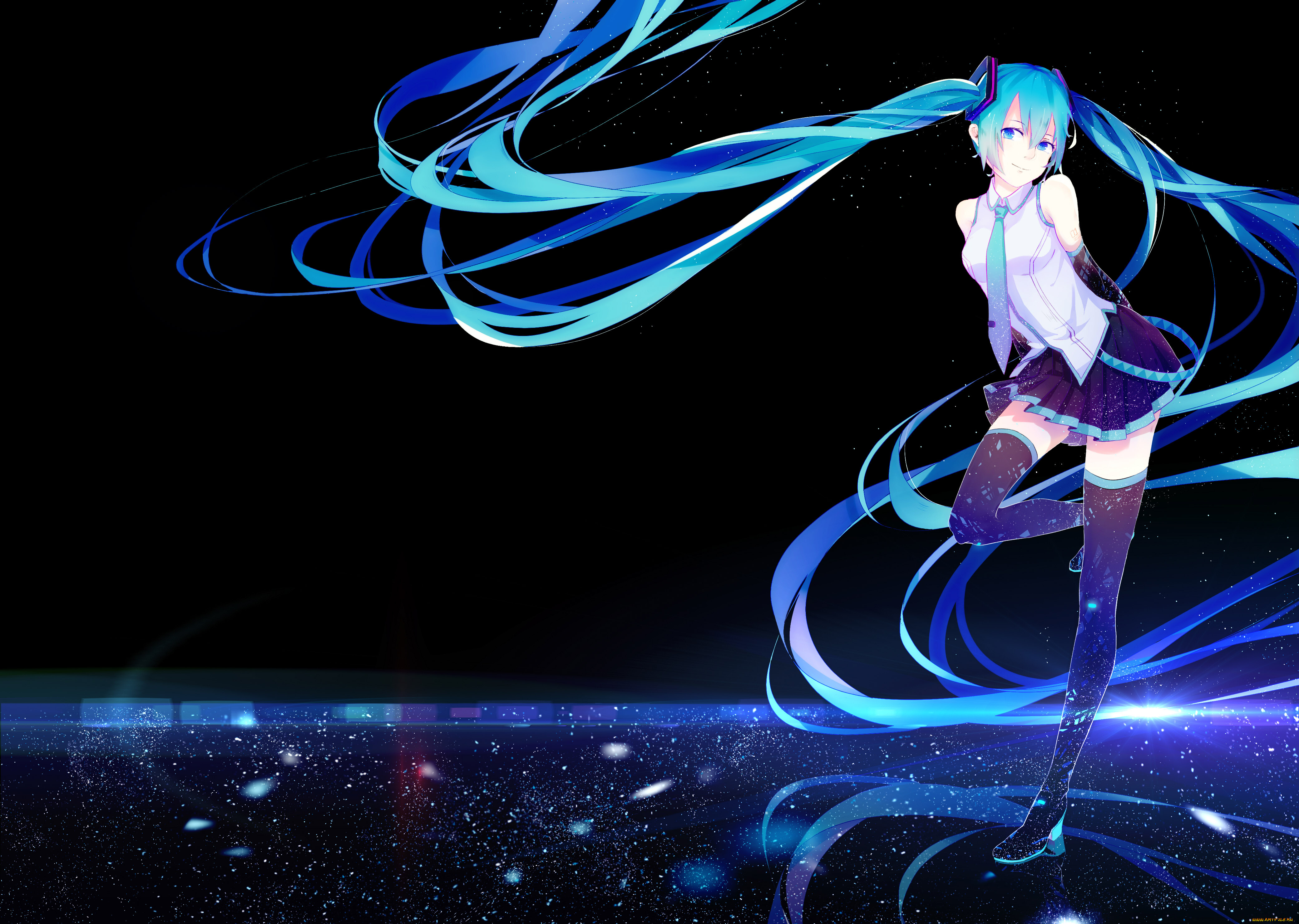 аниме, vocaloid, волосы, арт, фон, девушка, hatsune, miku