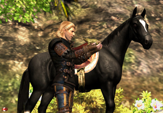 Картинка 3д+графика фантазия+ fantasy фон мужчина лошадь взгляд