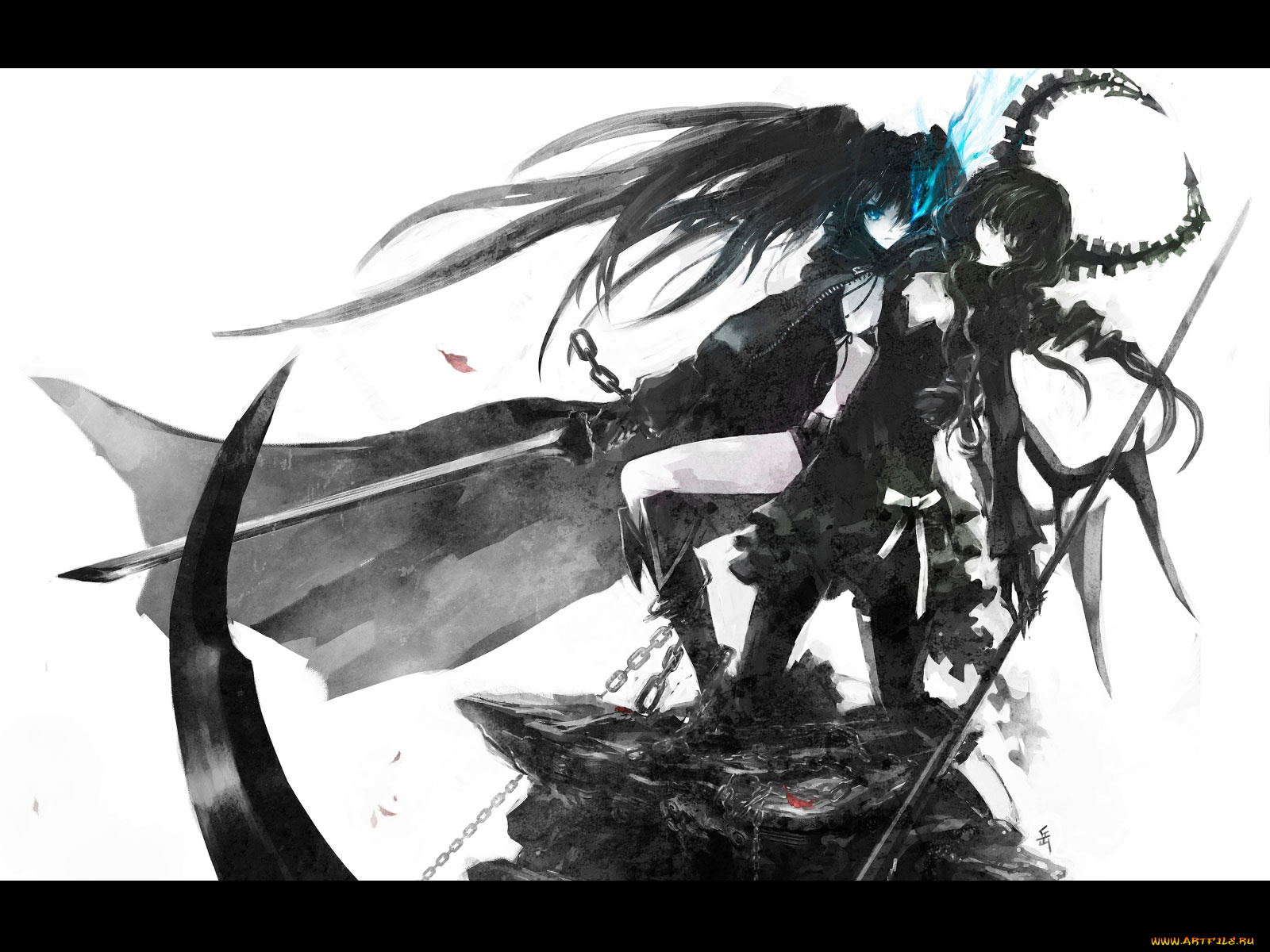 аниме, black, rock, shooter