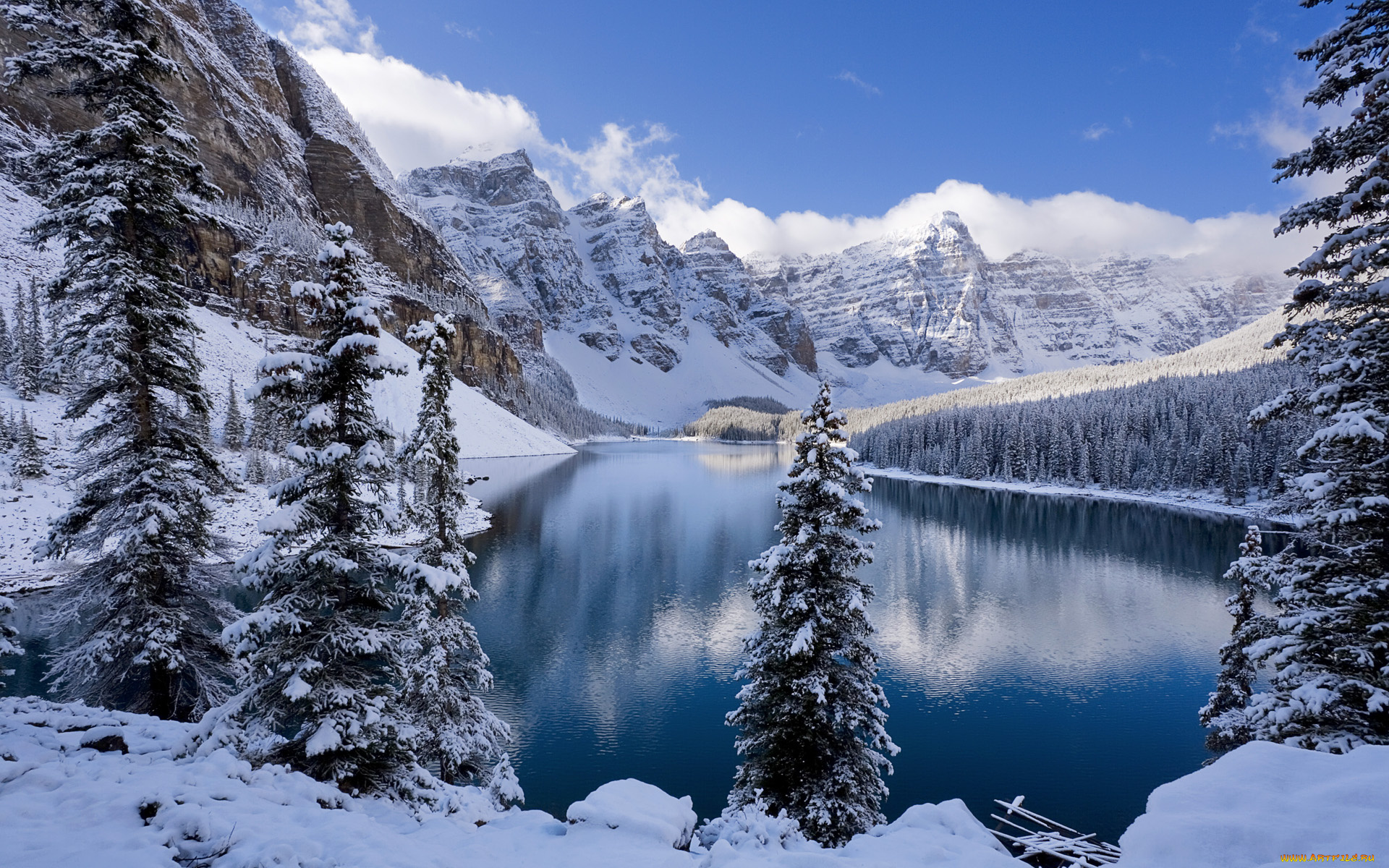 природа, зима, moraine, lake, banff, national, park