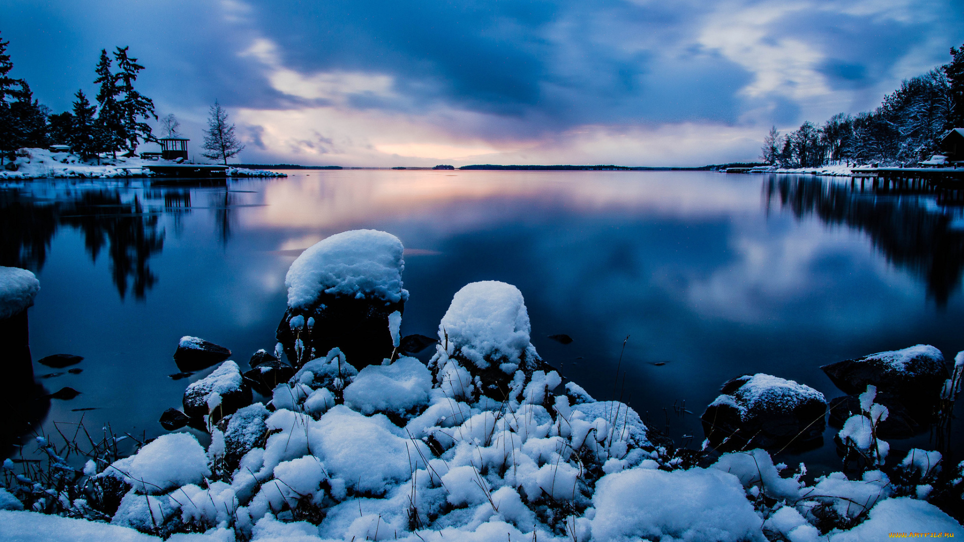 природа, реки, озера, зима, снег, озеро, sweden, швеция, пейзаж