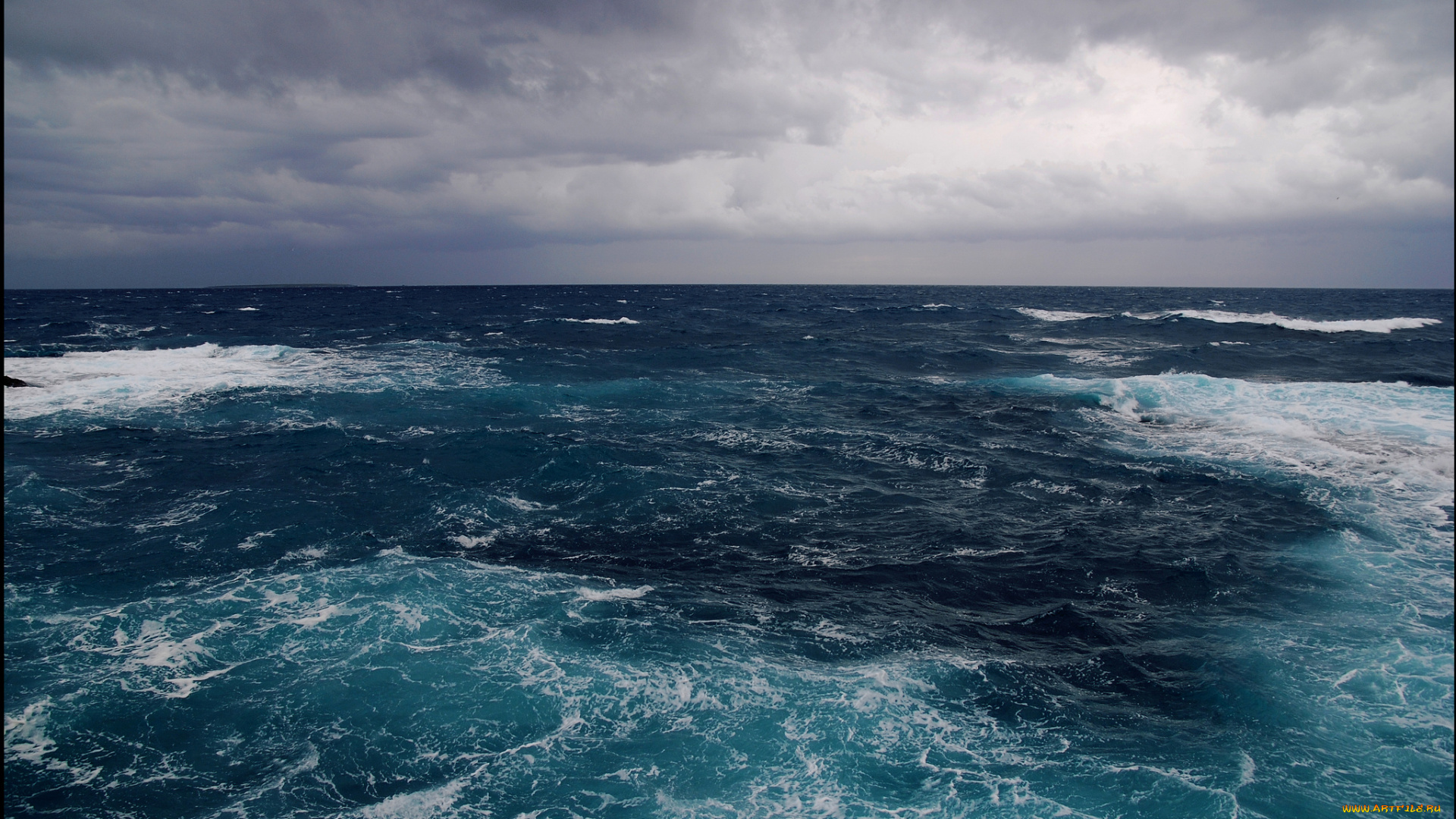 природа, моря, океаны, океан, волны, горизонт, тучи