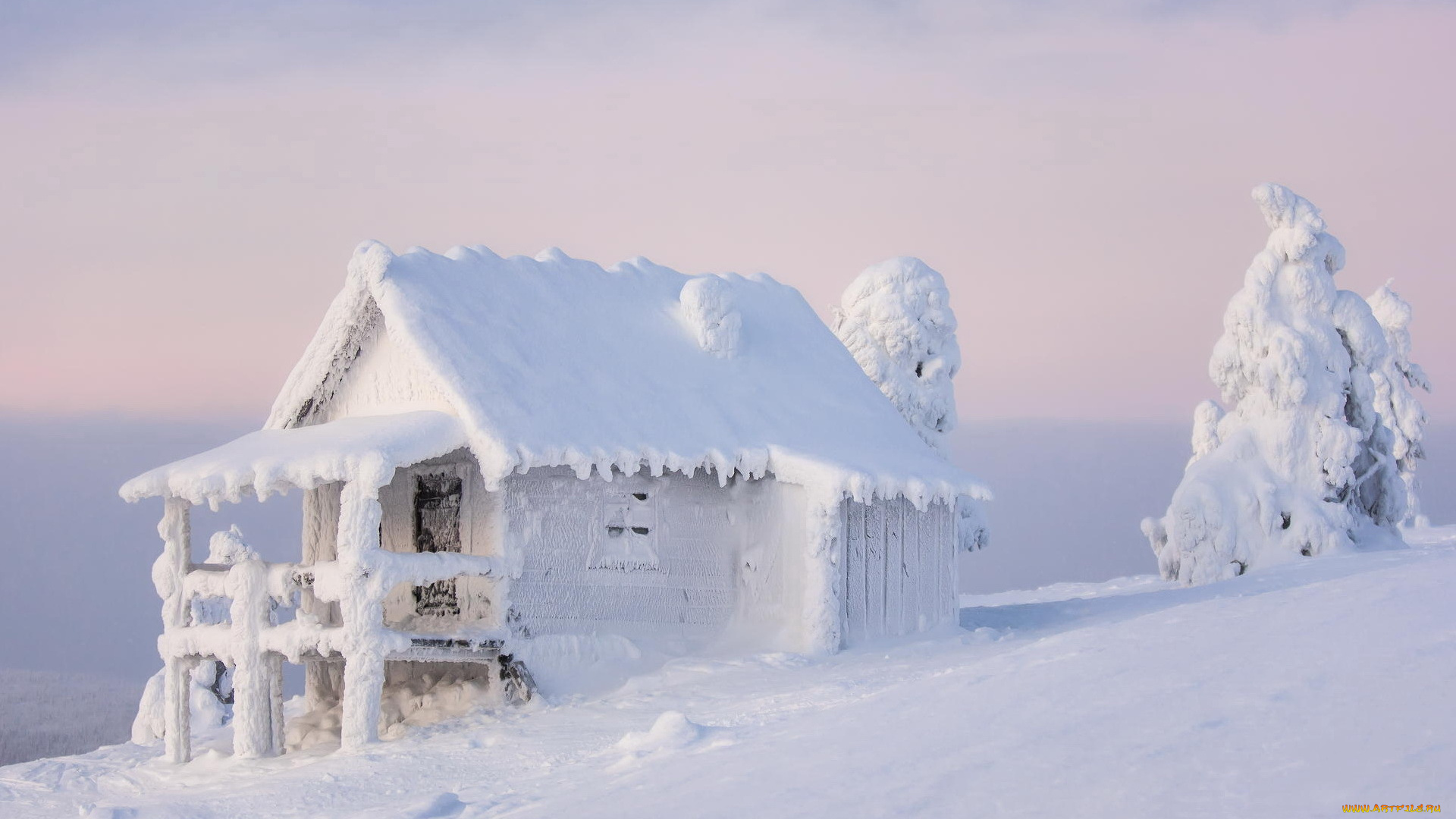 природа, зима, дом, снег