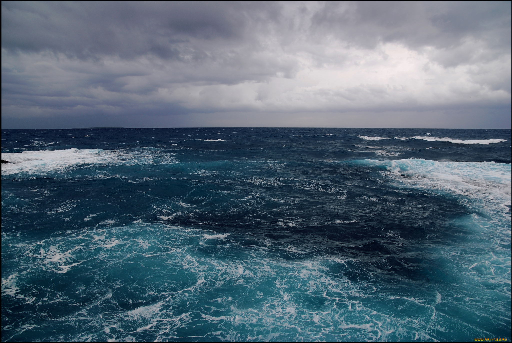 природа, моря, океаны, океан, волны, горизонт, тучи