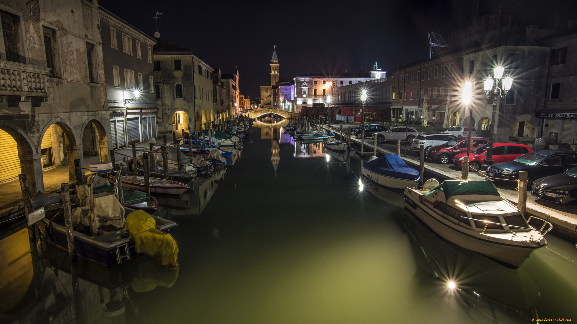 chioggia, venezia, корабли, порты, , , причалы, ночь, огни