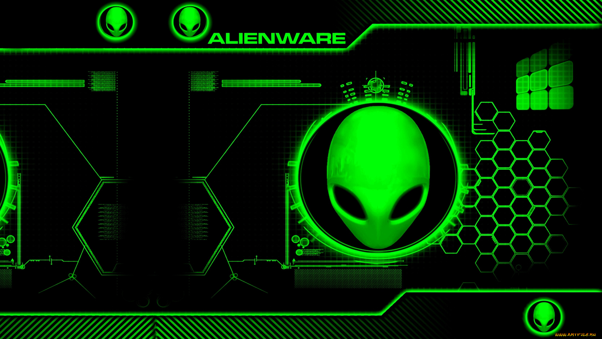 компьютеры, alienware, фон, логотип