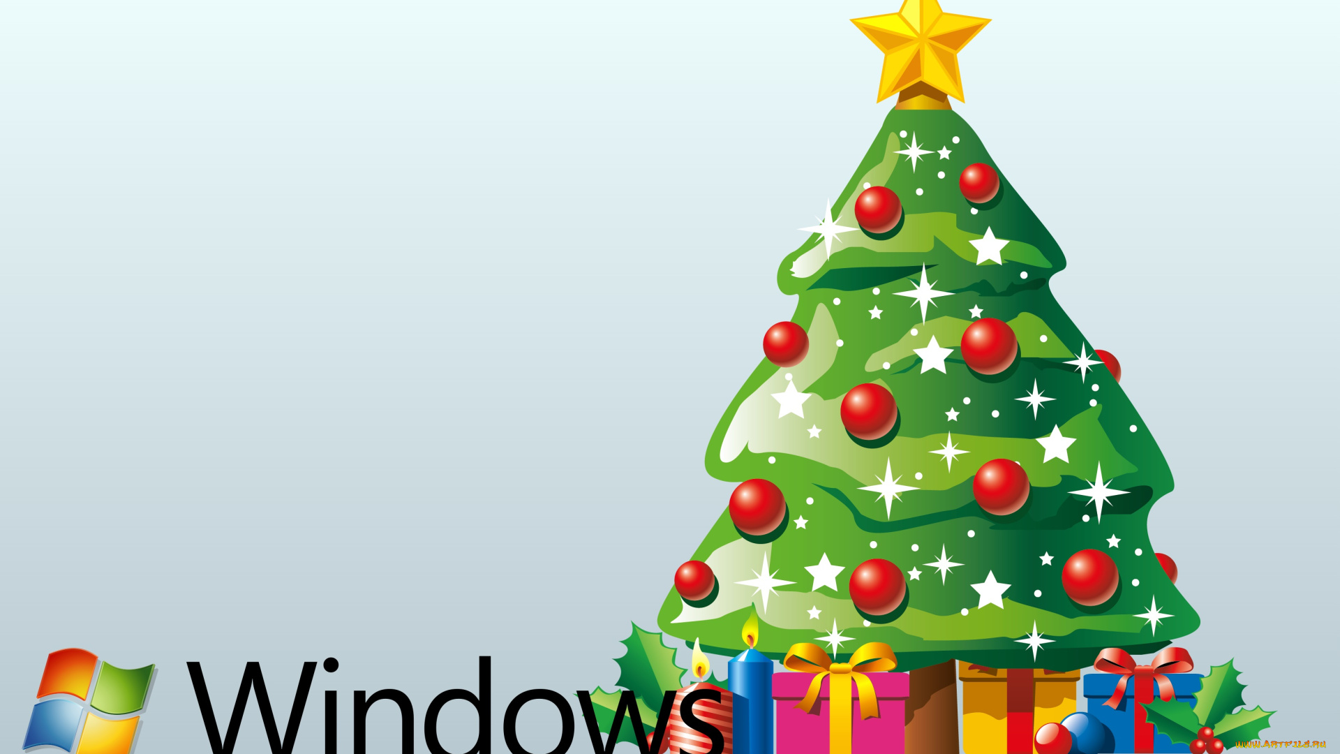 компьютеры, windows, xp, украшения, елка, новый, год, фон, праздник