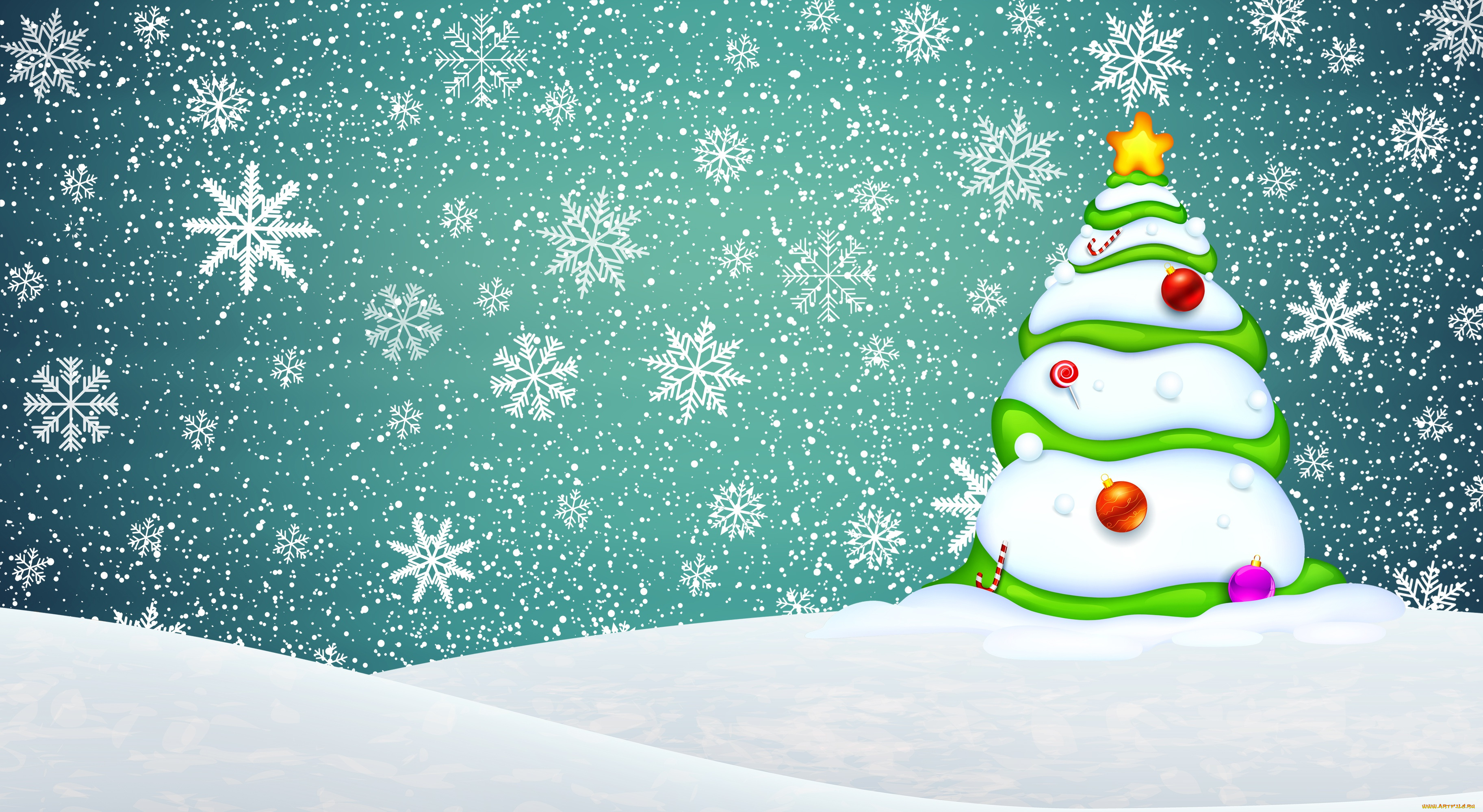 праздничные, векторная, графика, , новый, год, фон, сугробы, минимализм, елка, праздник, снег, новый, год, рождество, Ёлка, снежинки