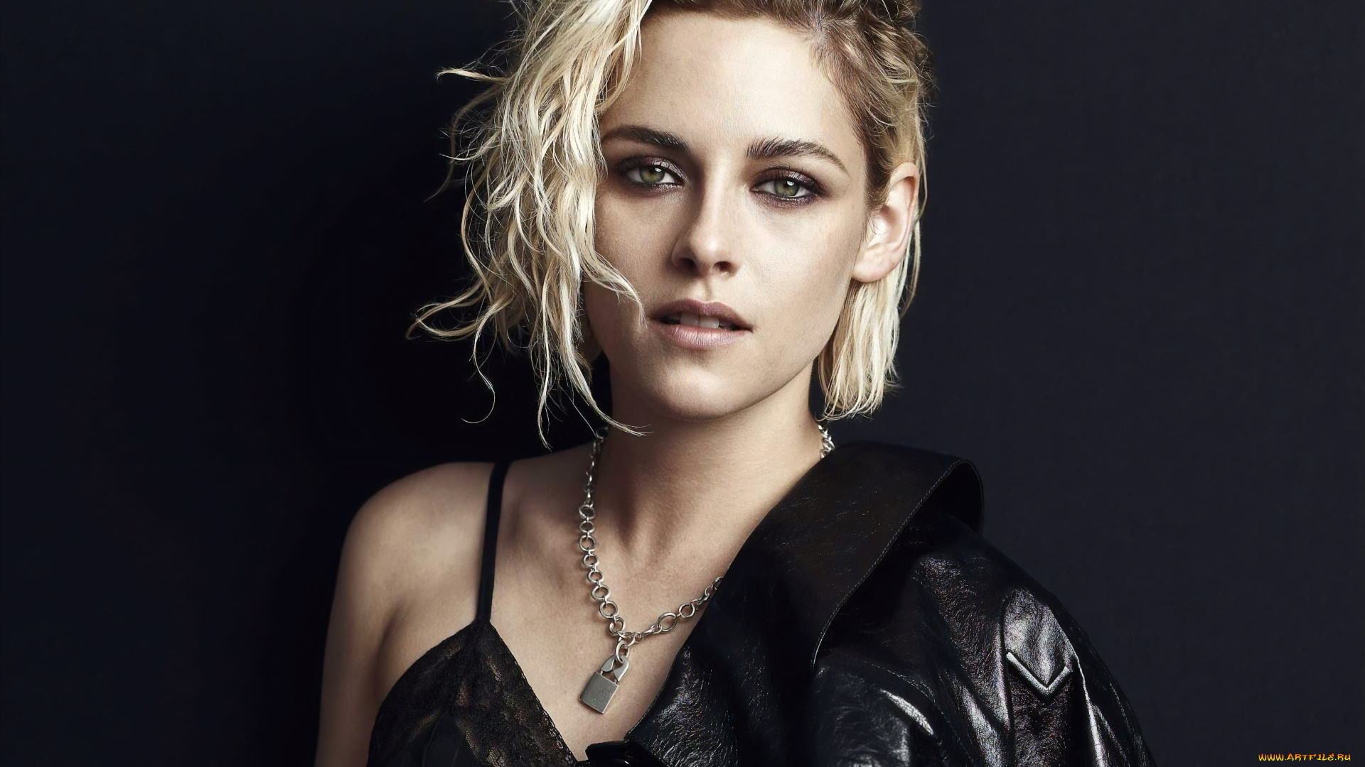 девушки, kristen, stewart, блондинка, актриса, кулон, куртка