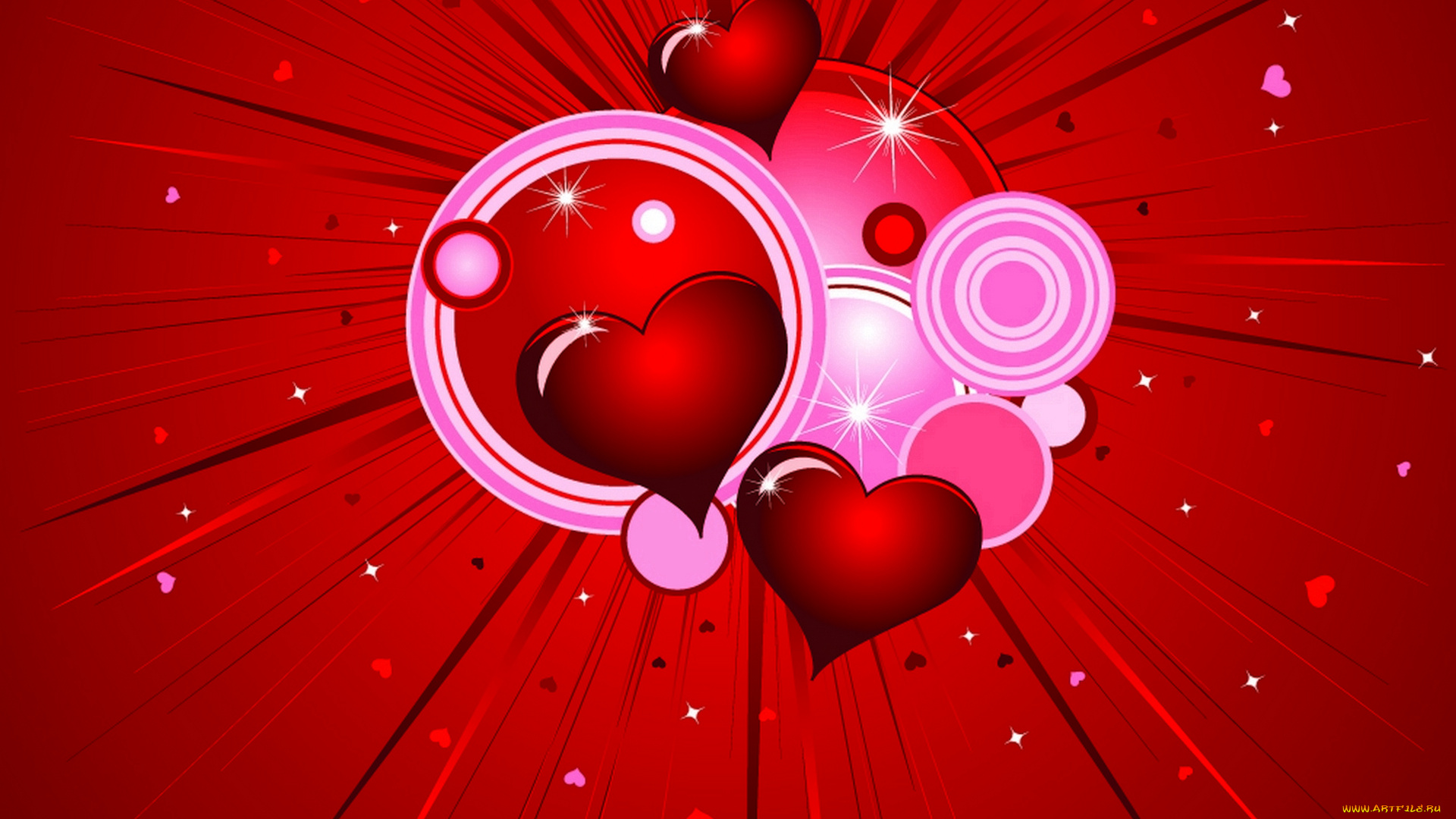 векторная, графика, сердечки, , hearts, сердца, лучи, круги, валентинка, любовь