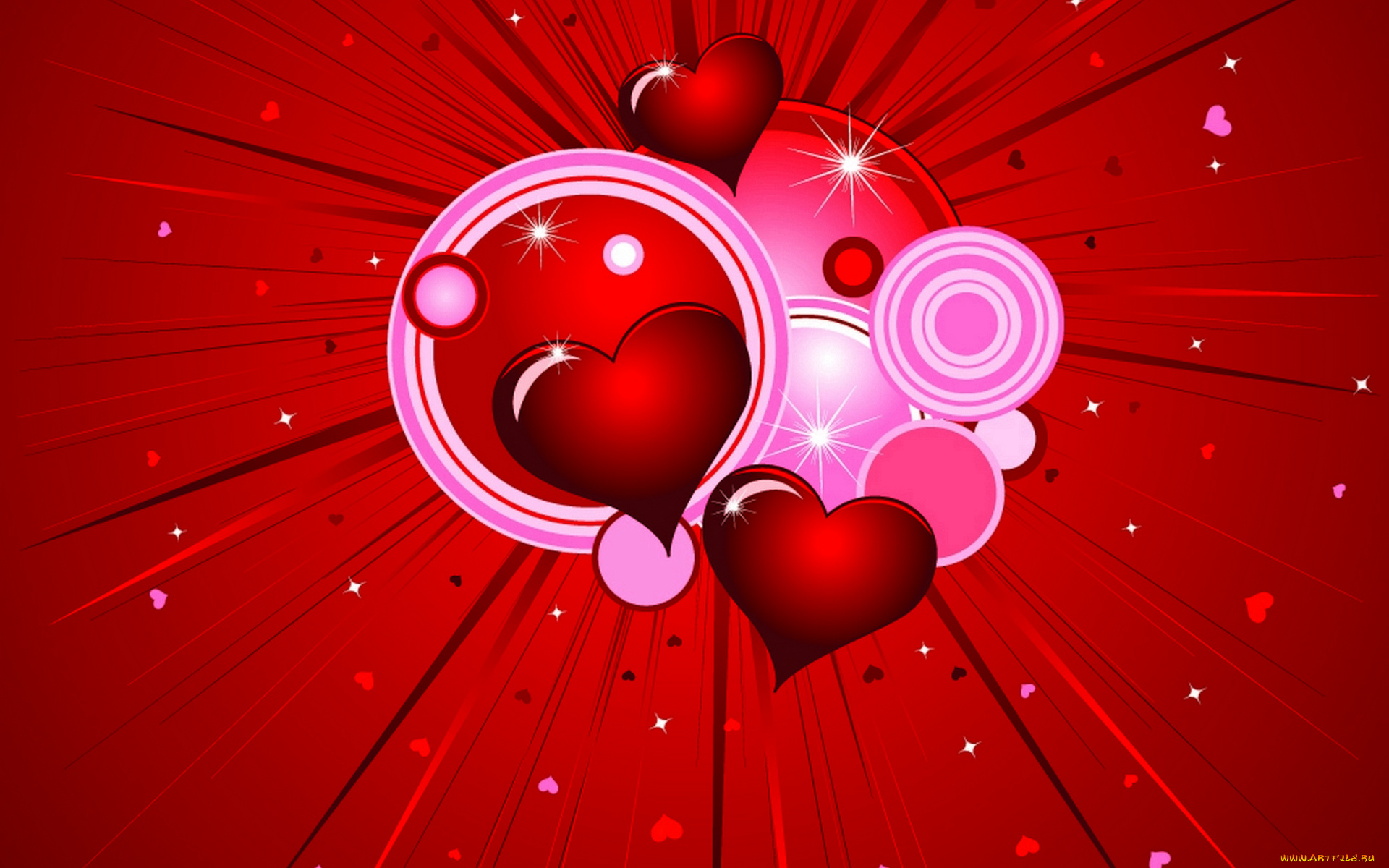 векторная, графика, сердечки, , hearts, сердца, лучи, круги, валентинка, любовь