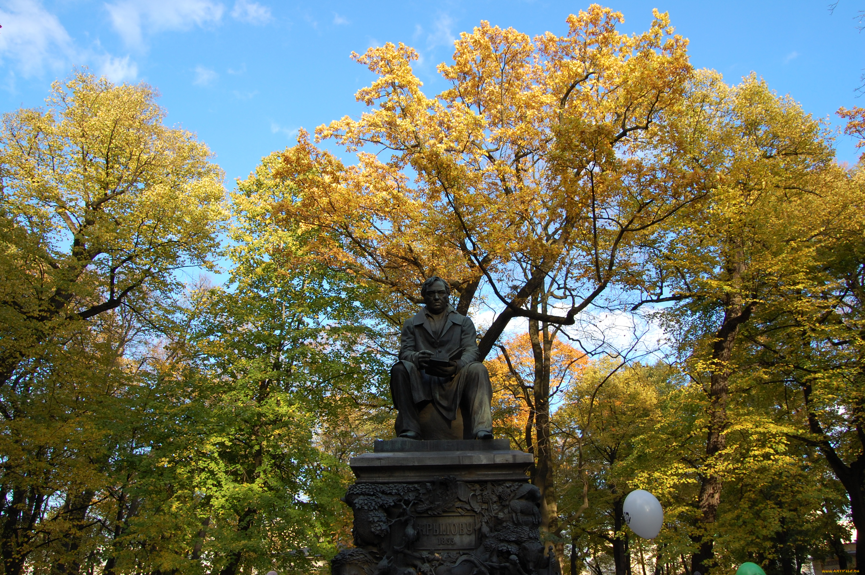 памятник, крылову, города, санкт, петербург, петергоф, россия, летний, сад