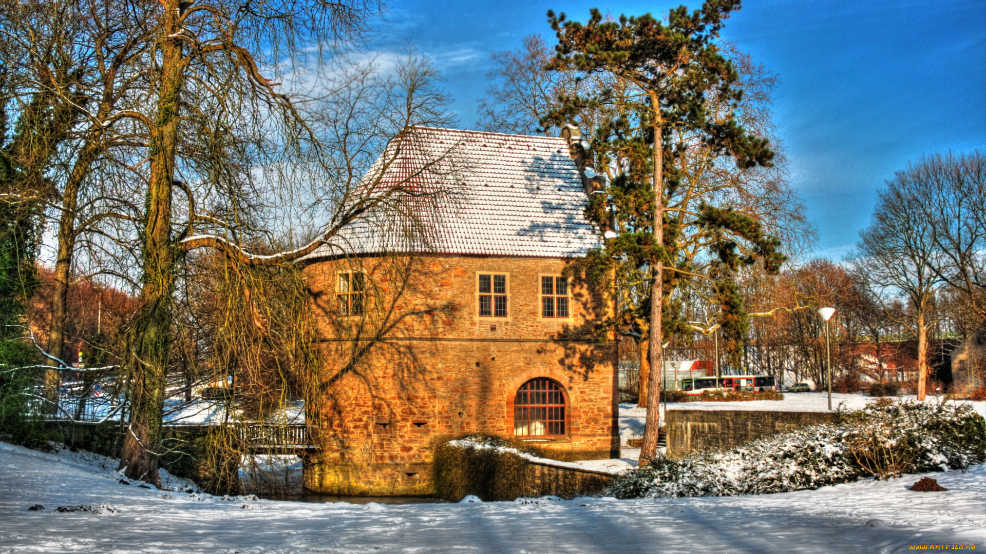 германия, dortmund, города, дворцы, замки, крепости, замок, парк, зима