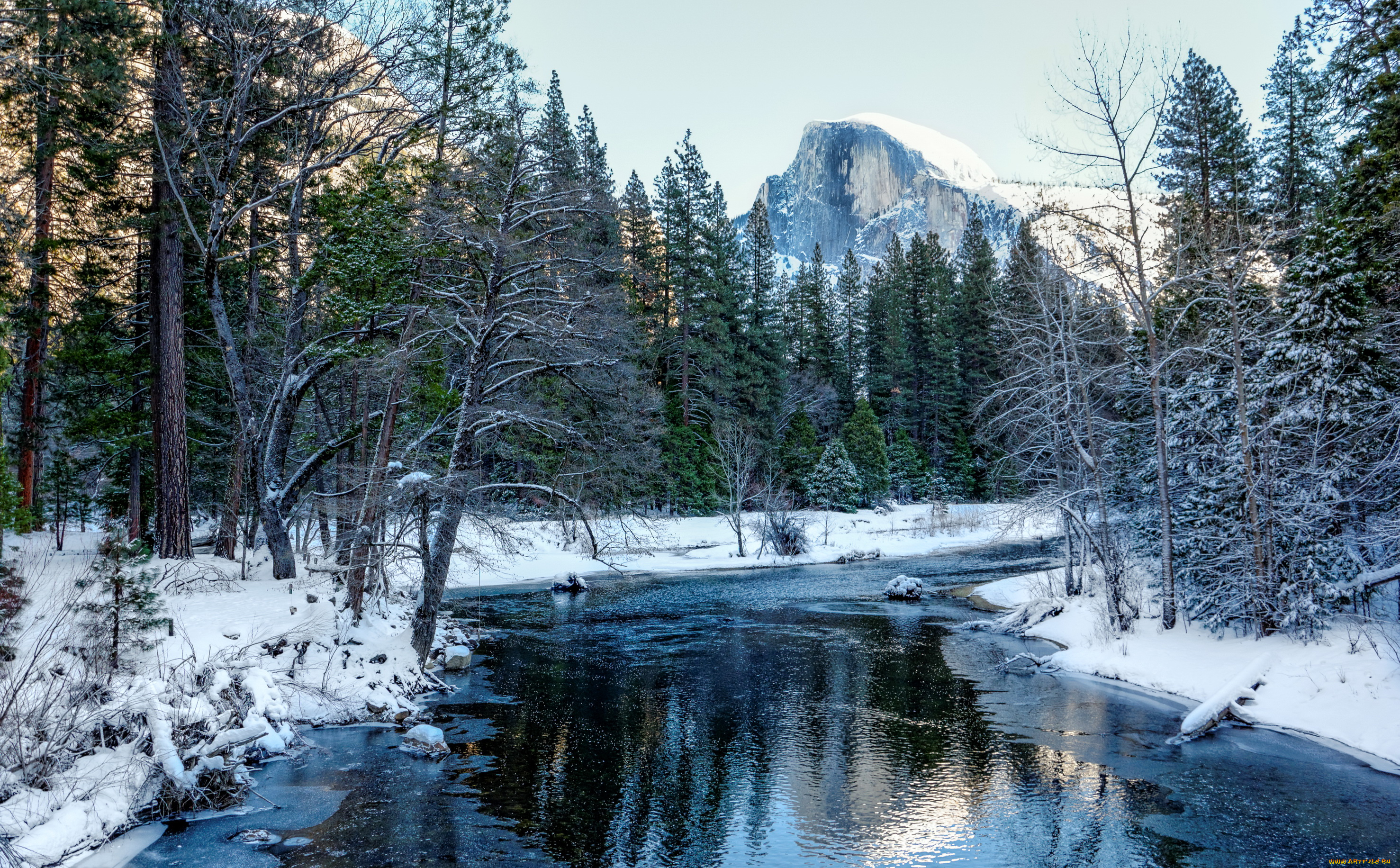 yosemite, national, park, california, природа, зима, снег, горы, лес, озеро, парк, california, park, yosemite