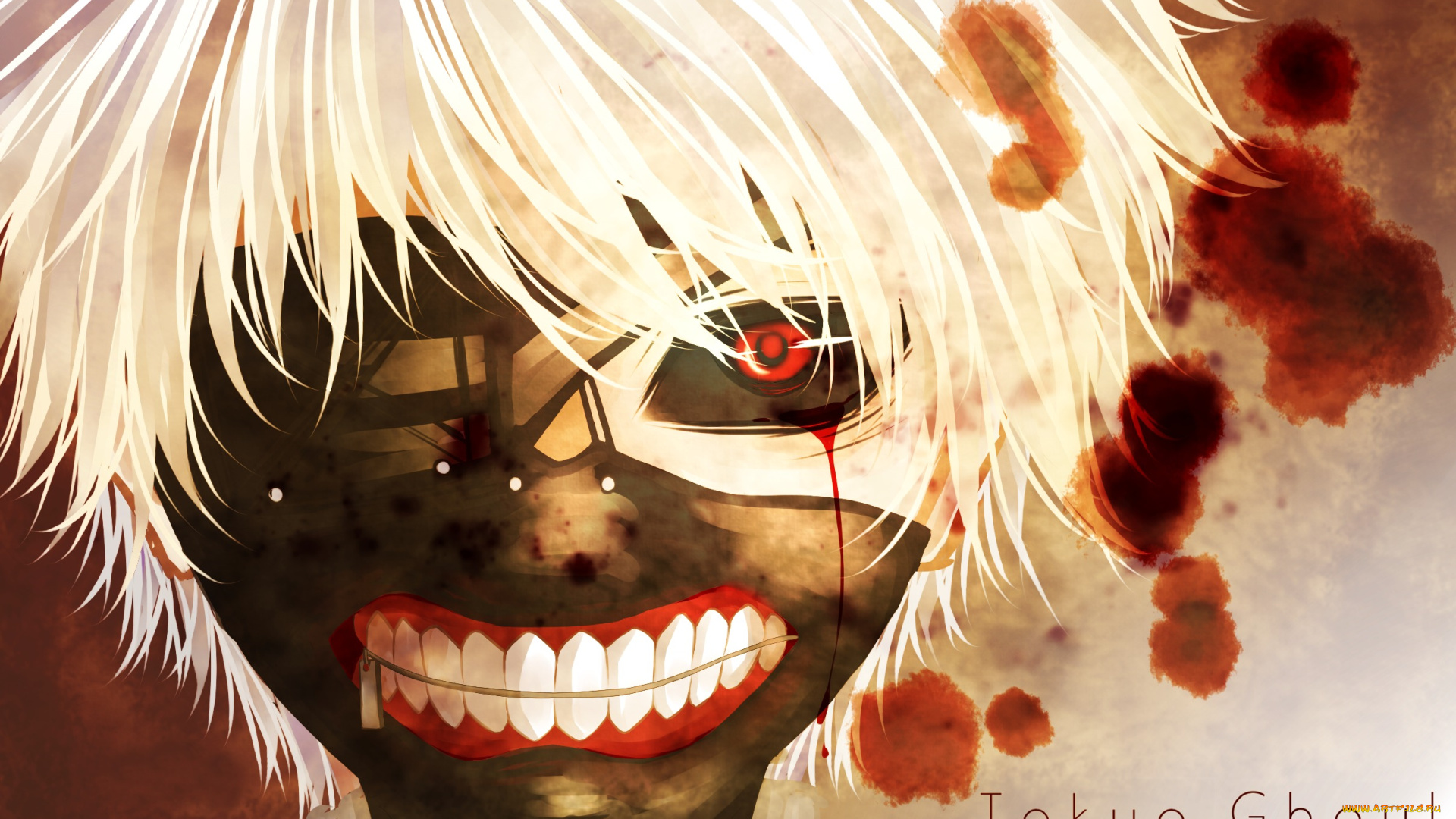 Скачать обои аниме, tokyo, ghoul, ken, kaneki, tokyo, ghoul, маска, лицо,  anime, art из раздела Аниме, в разрешении 1920x1080