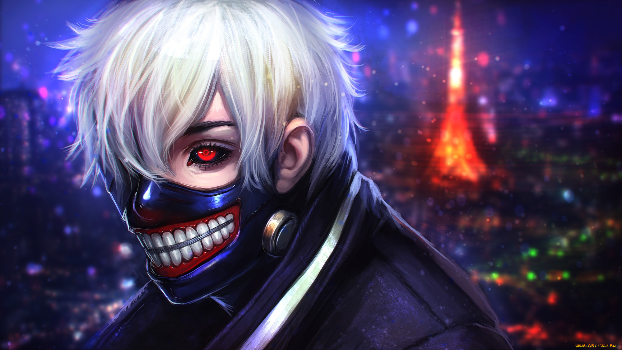 аниме, tokyo, ghoul, anime, tokyo, ghoul, art, глаз, взгляд, маска, лицо, парень, kaneki, ken