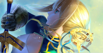 Картинка аниме fate stay+night saber stay night блондинка девушка cao xiong