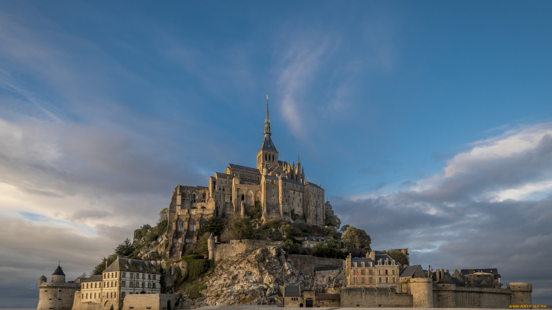 mon, saint-michel, города, крепость, мон-сен-мишель, , франция, простор