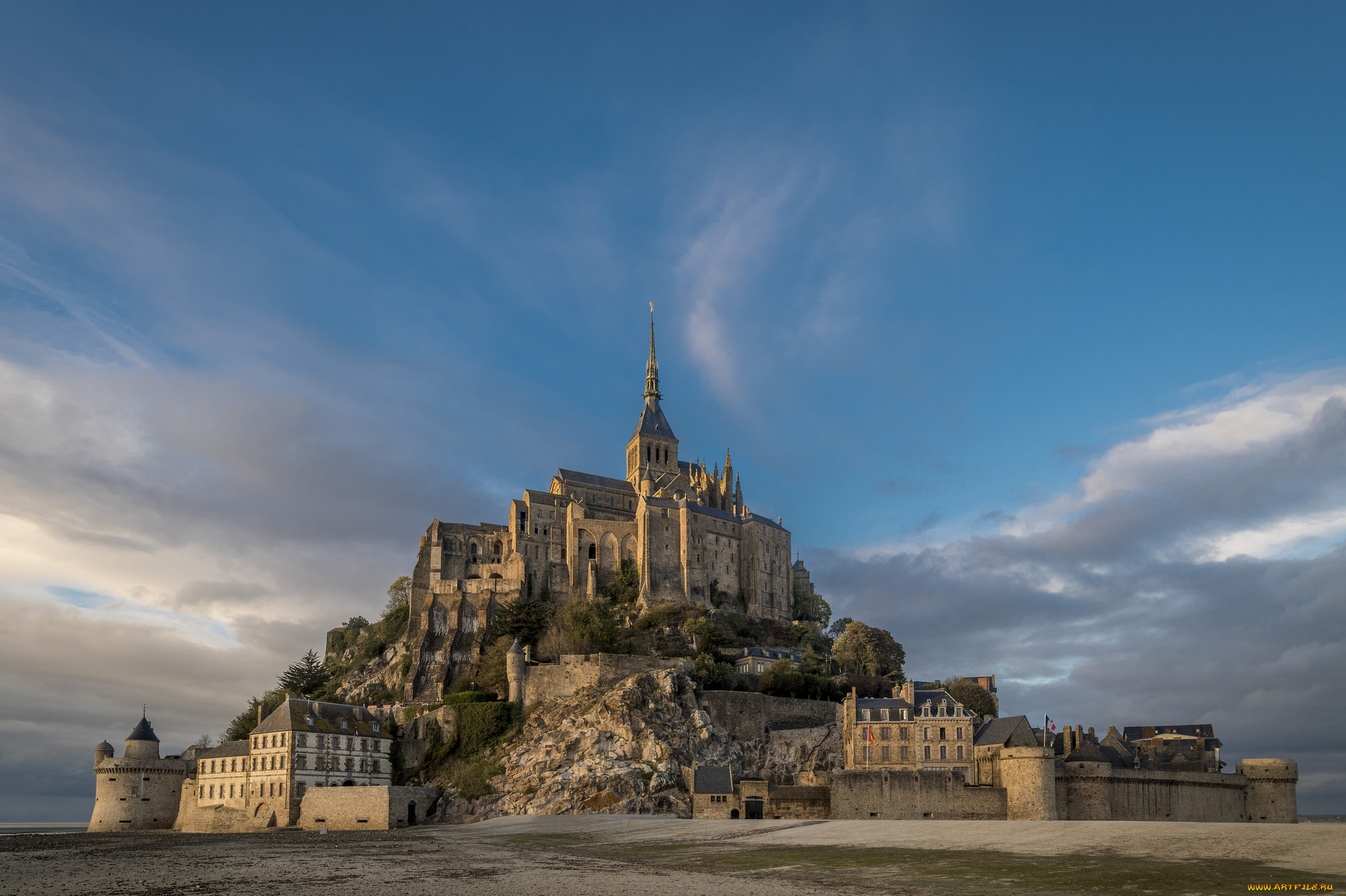 mon, saint-michel, города, крепость, мон-сен-мишель, , франция, простор