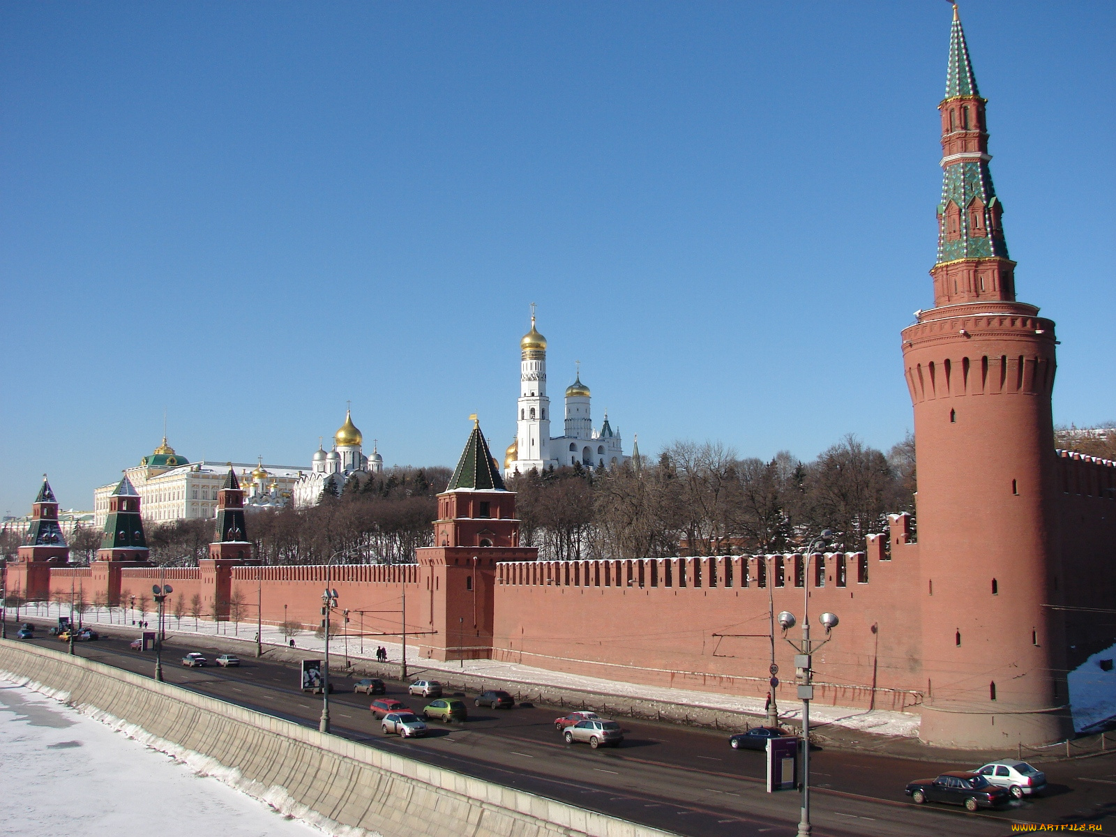 кремлевская, набережная, города, москва, россия