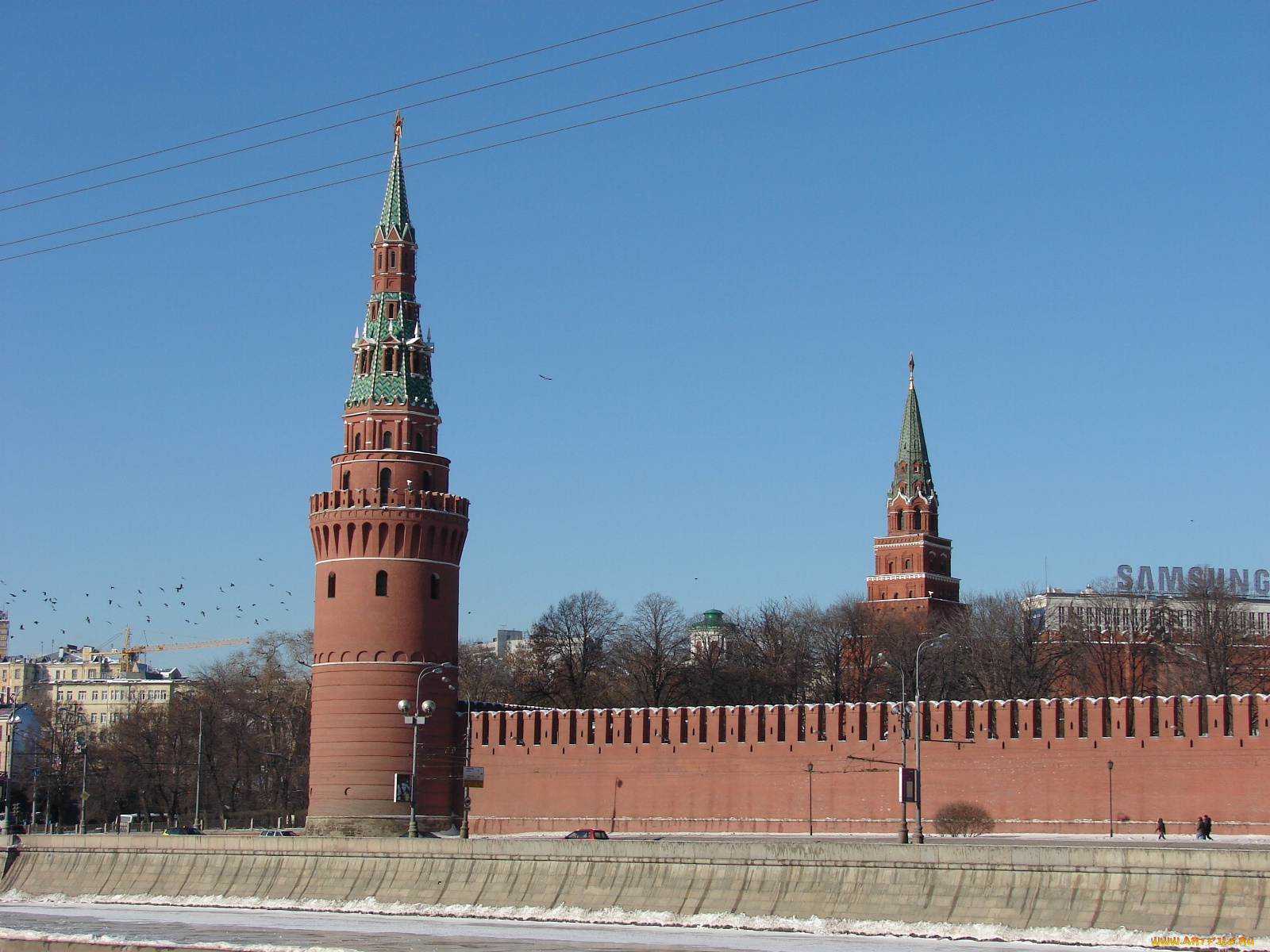 кремлевская, набережная, города, москва, россия