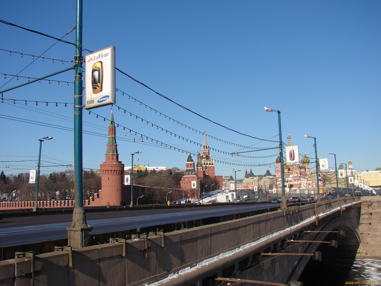 мост, через, москва, реку, города, россия