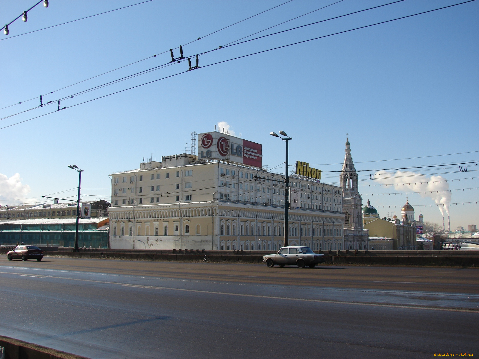 мост, через, москва, реку, города, россия