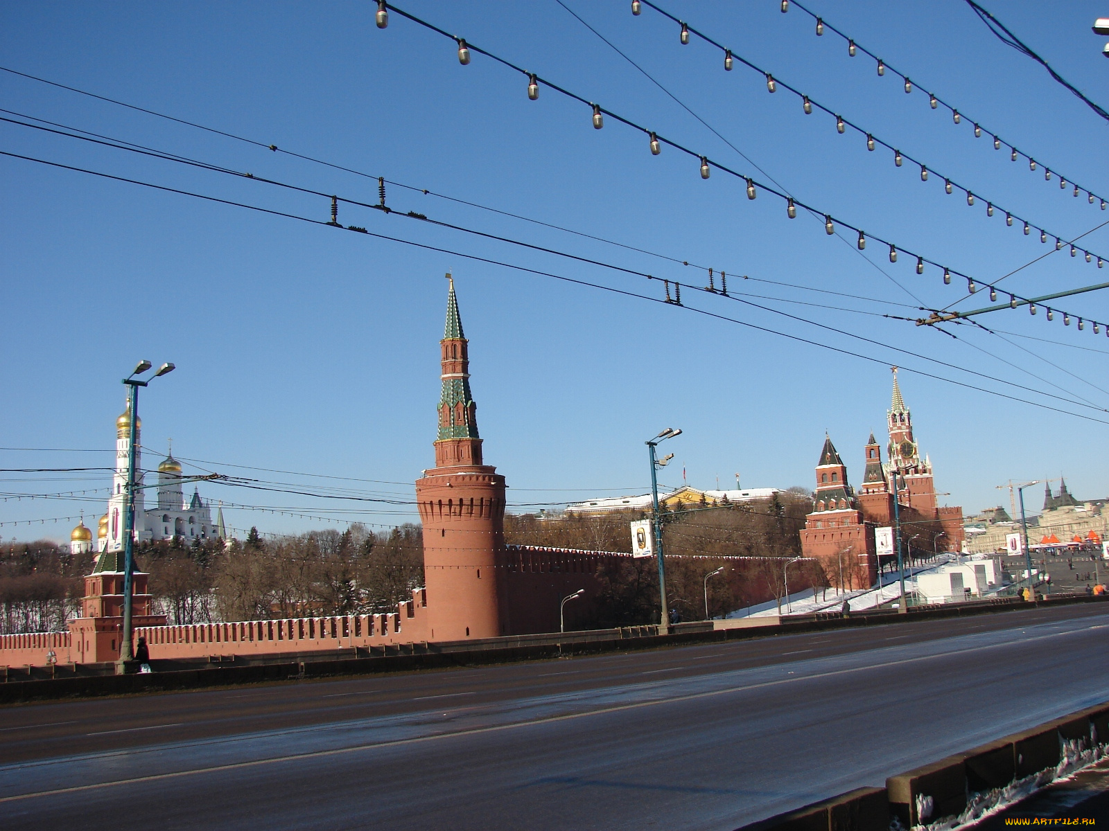 мост, через, москва, реку, города, россия