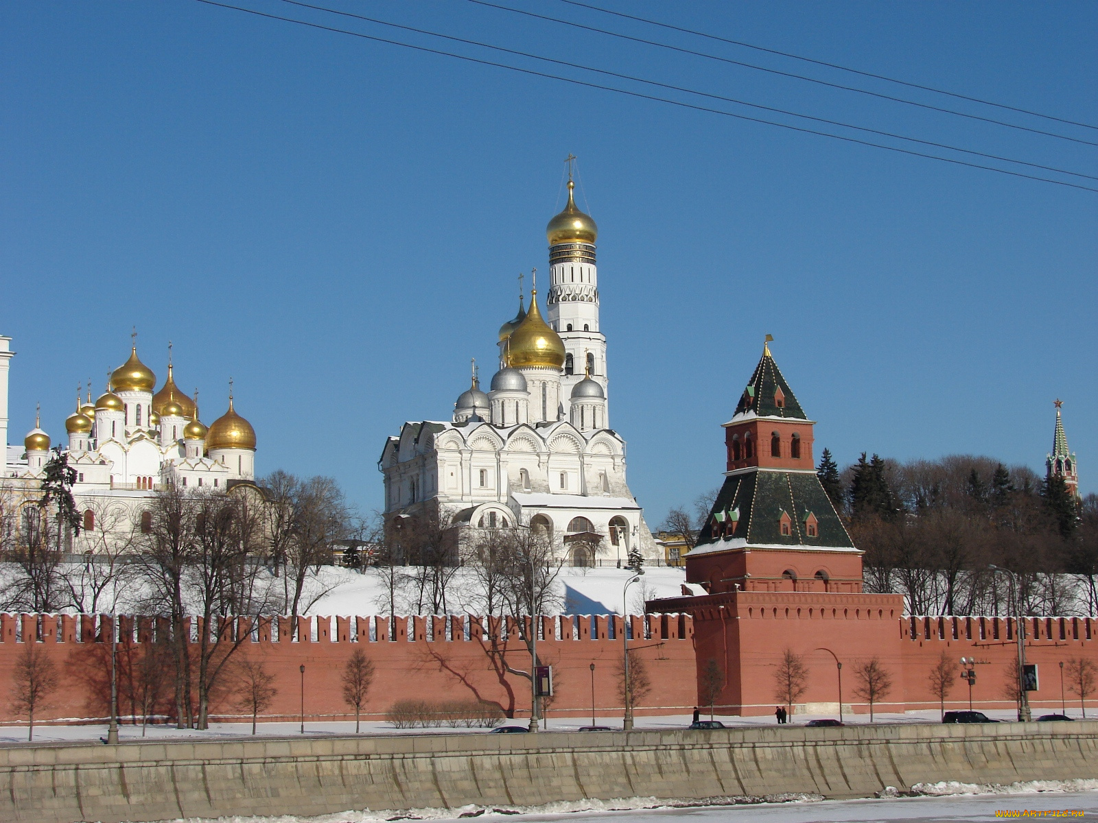 вид, на, соборную, площадь, софийской, набережной, города, москва, россия