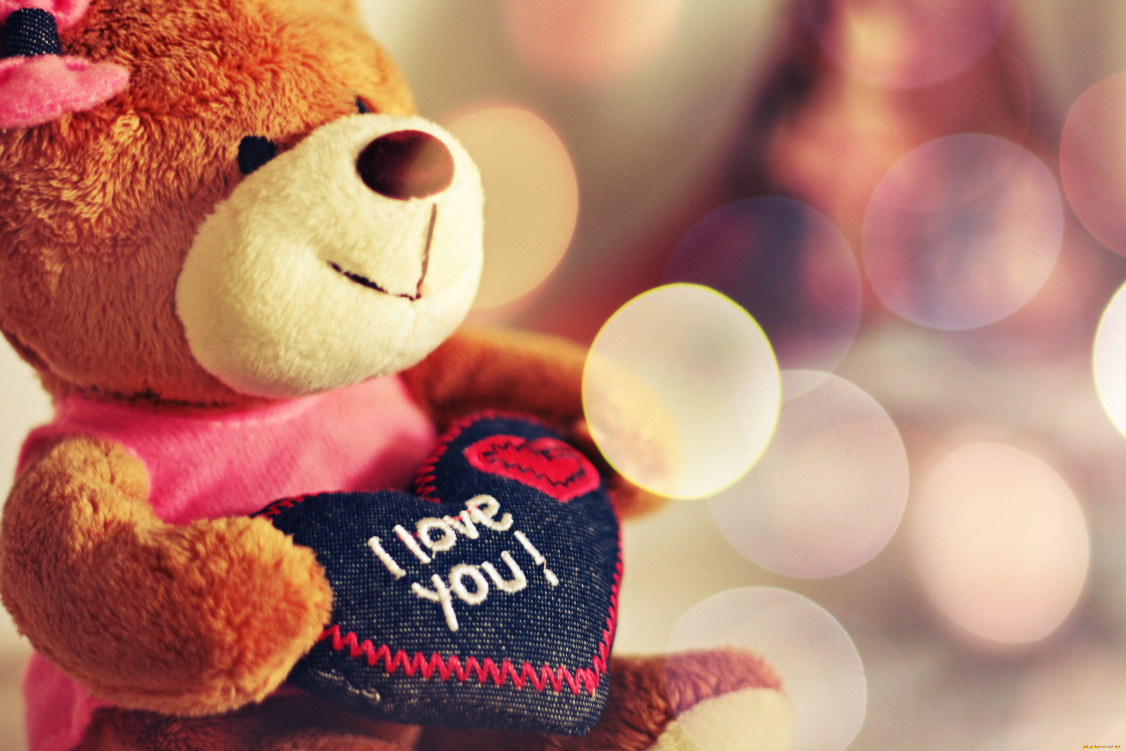 праздничные, день, св, валентина, сердечки, любовь, медвежонок, я, тебя, люблю, надпись, игрушка