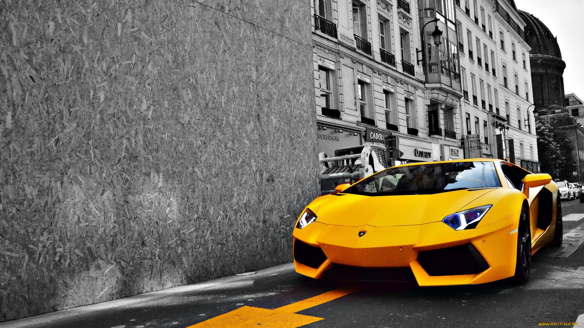 автомобили, lamborghini, желтый, adventador, улица