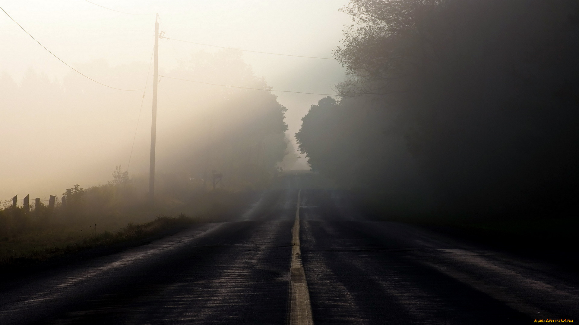 природа, дороги, туман, шоссе, дорога