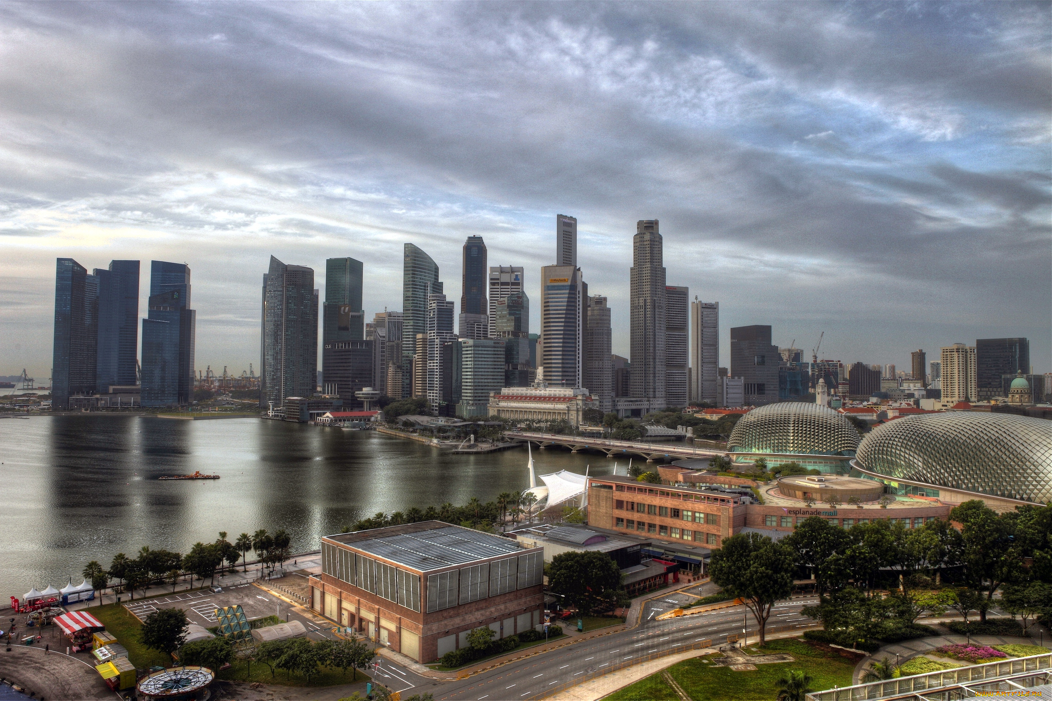 города, сингапур, панорама, здания