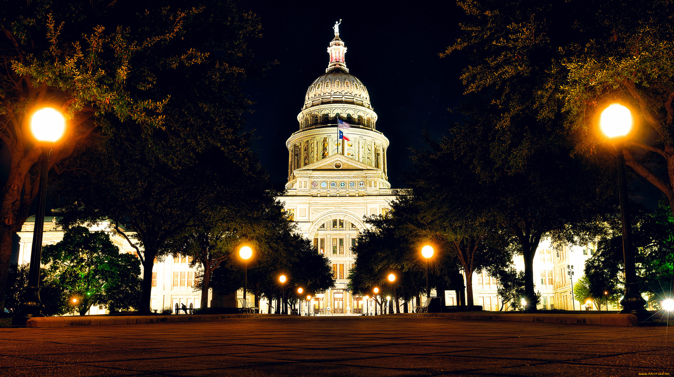 austin, , texas, города, -, огни, ночного, города, texas