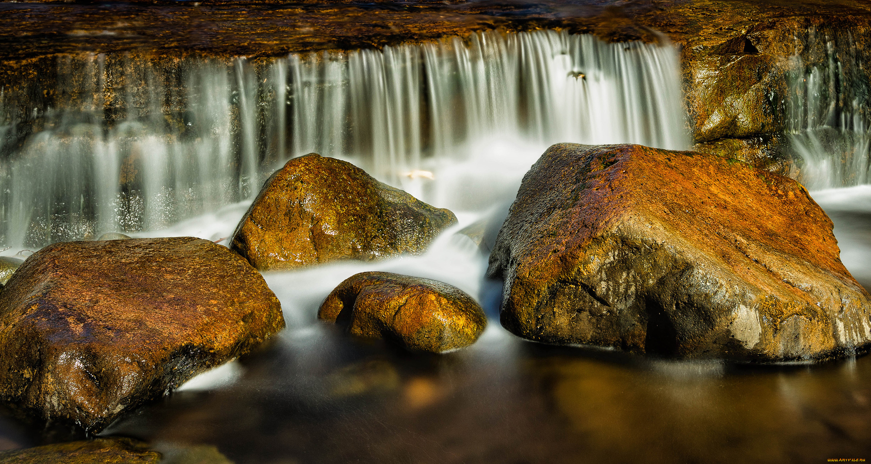 природа, водопады, камни, вода